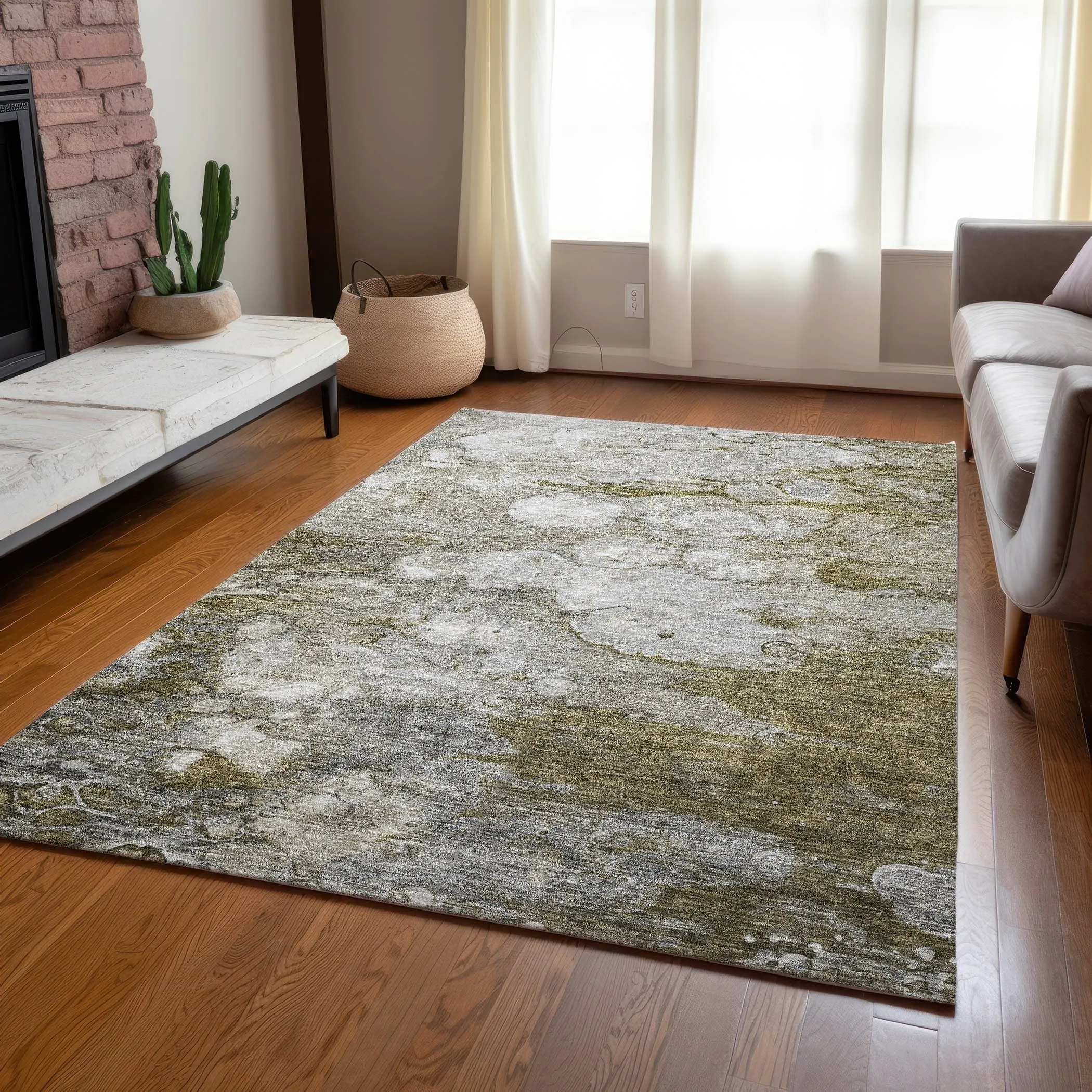 Machine Washable Indoor/ Outdoor Chantille Modern Abstract Rug