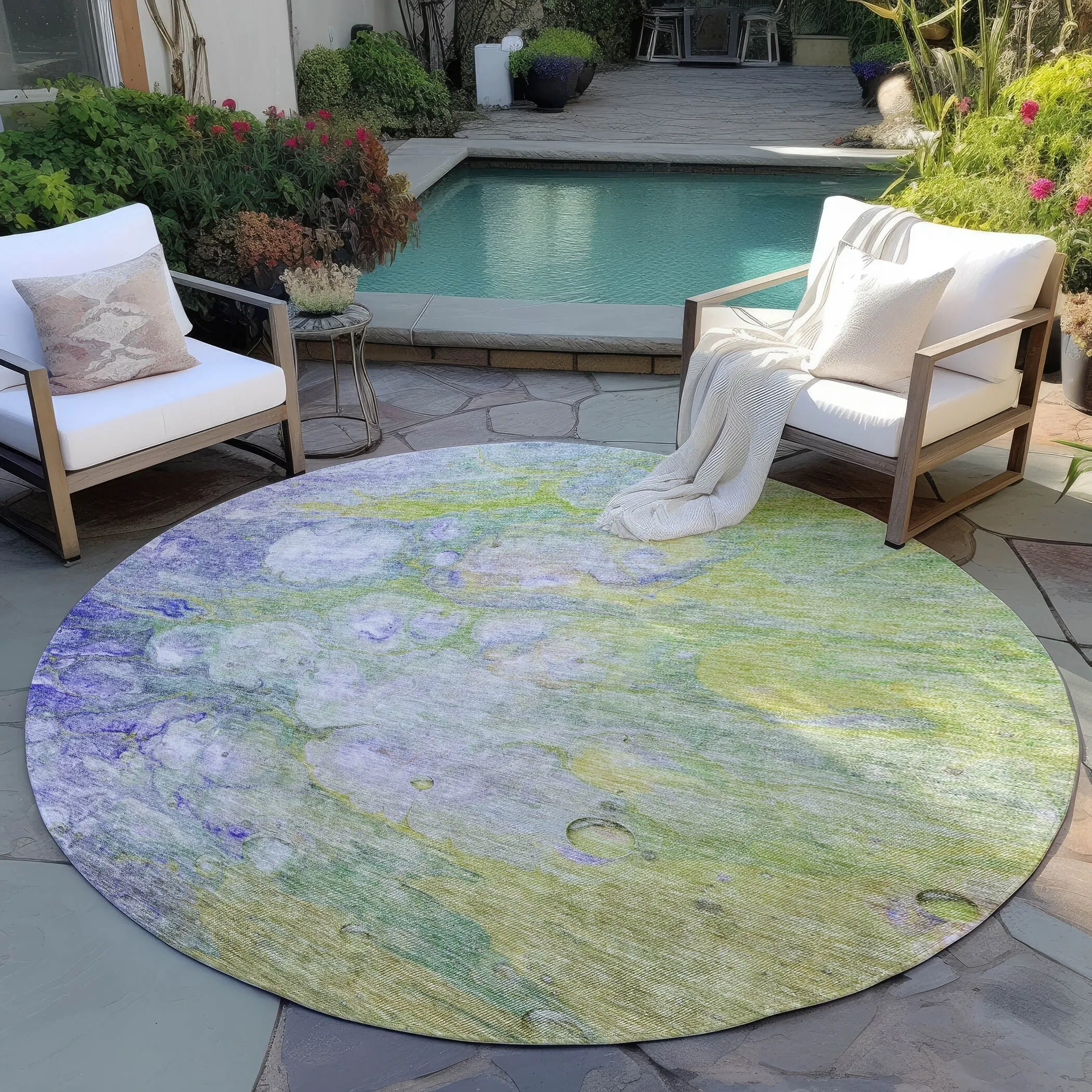 Machine Washable Indoor/ Outdoor Chantille Modern Abstract Rug