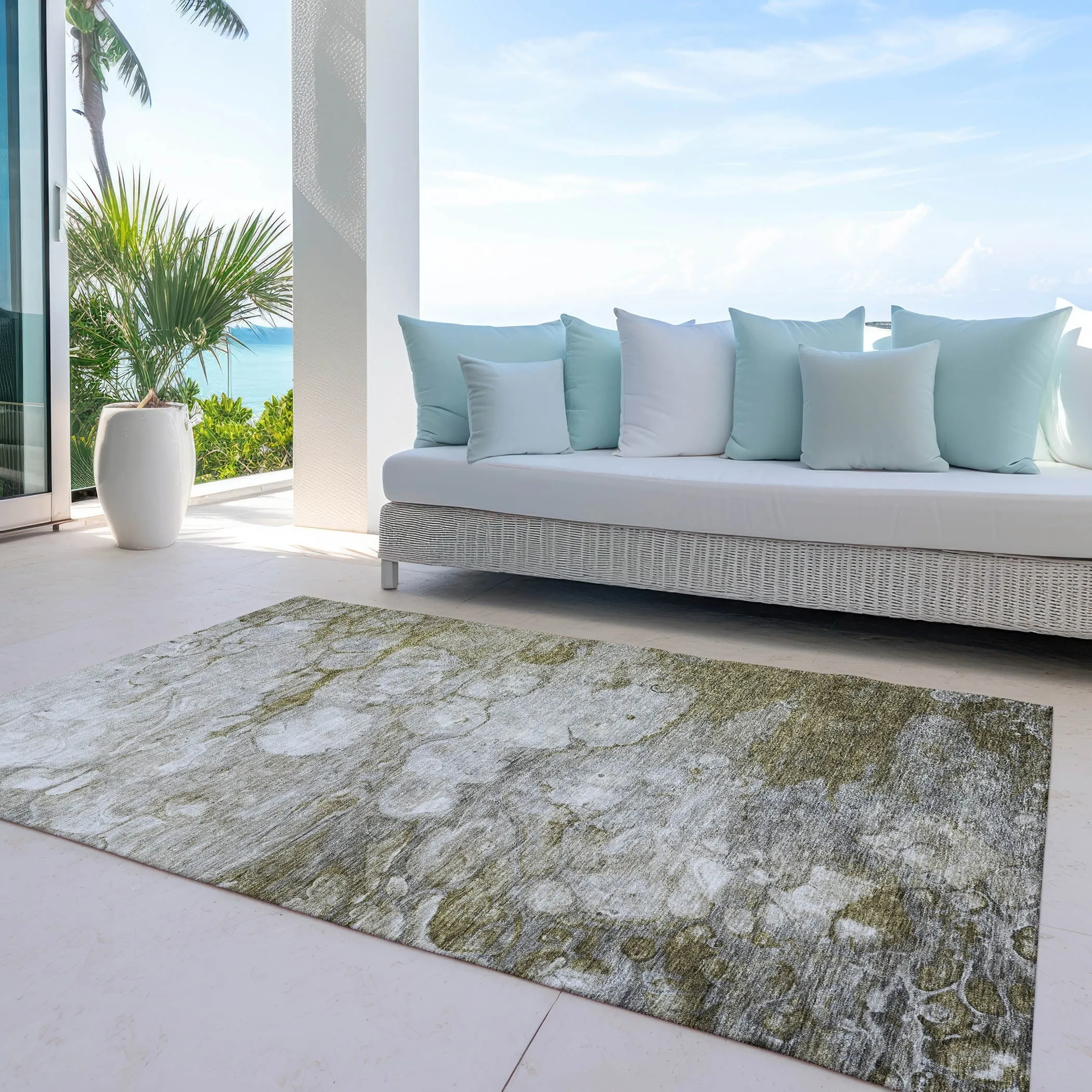 Machine Washable Indoor/ Outdoor Chantille Modern Abstract Rug
