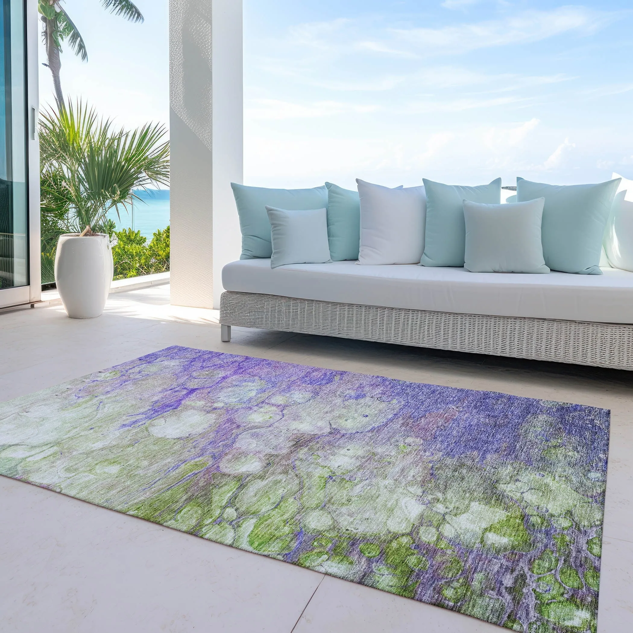 Machine Washable Indoor/ Outdoor Chantille Modern Abstract Rug