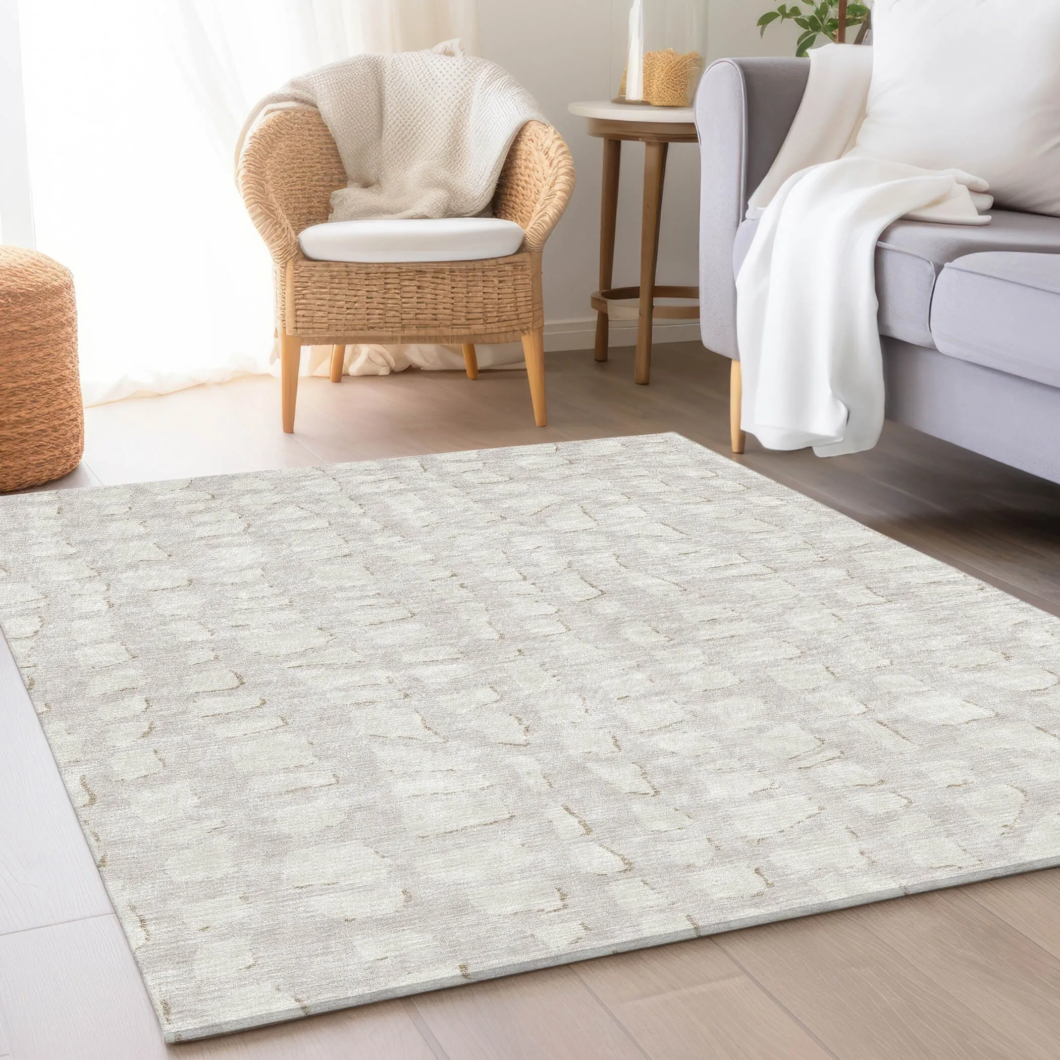 Machine Washable Indoor/ Outdoor Chantille Modern Abstract Rug