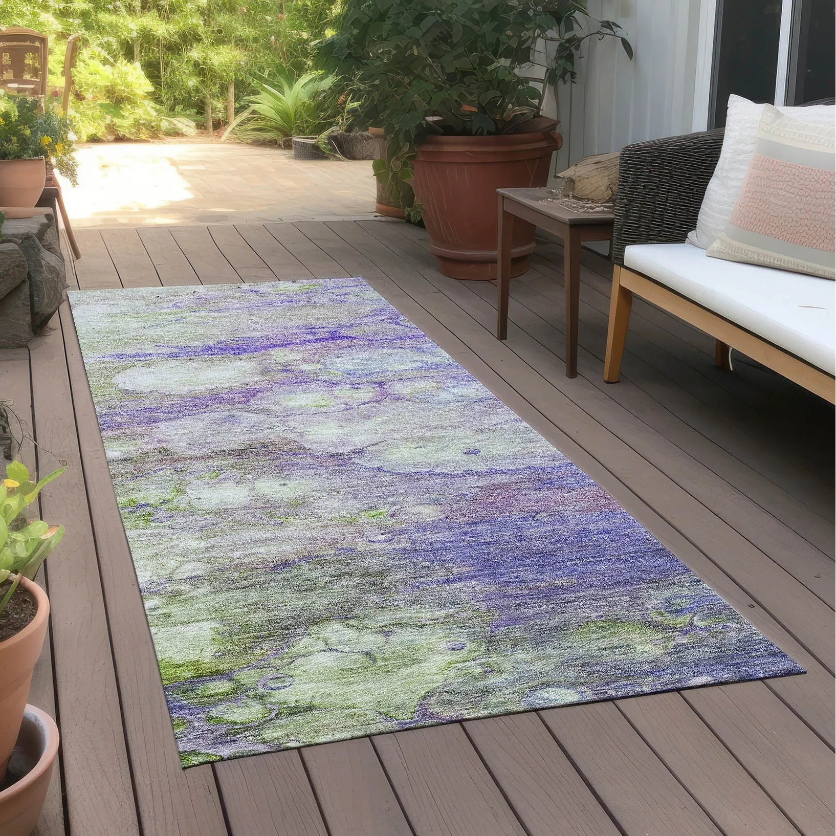Machine Washable Indoor/ Outdoor Chantille Modern Abstract Rug