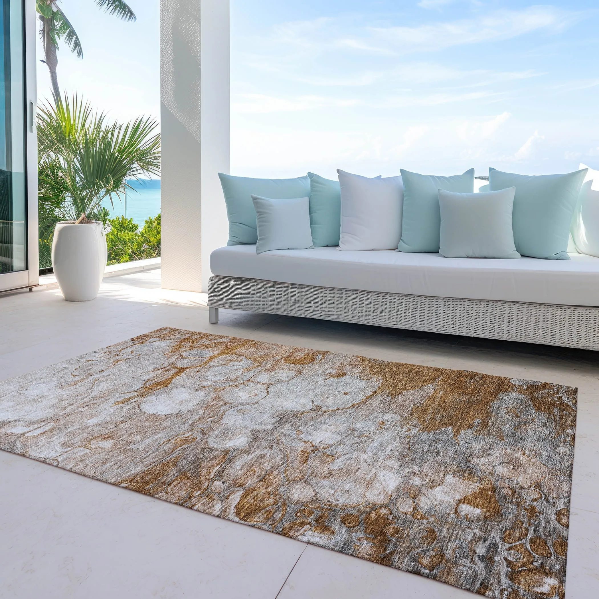 Machine Washable Indoor/ Outdoor Chantille Modern Abstract Rug