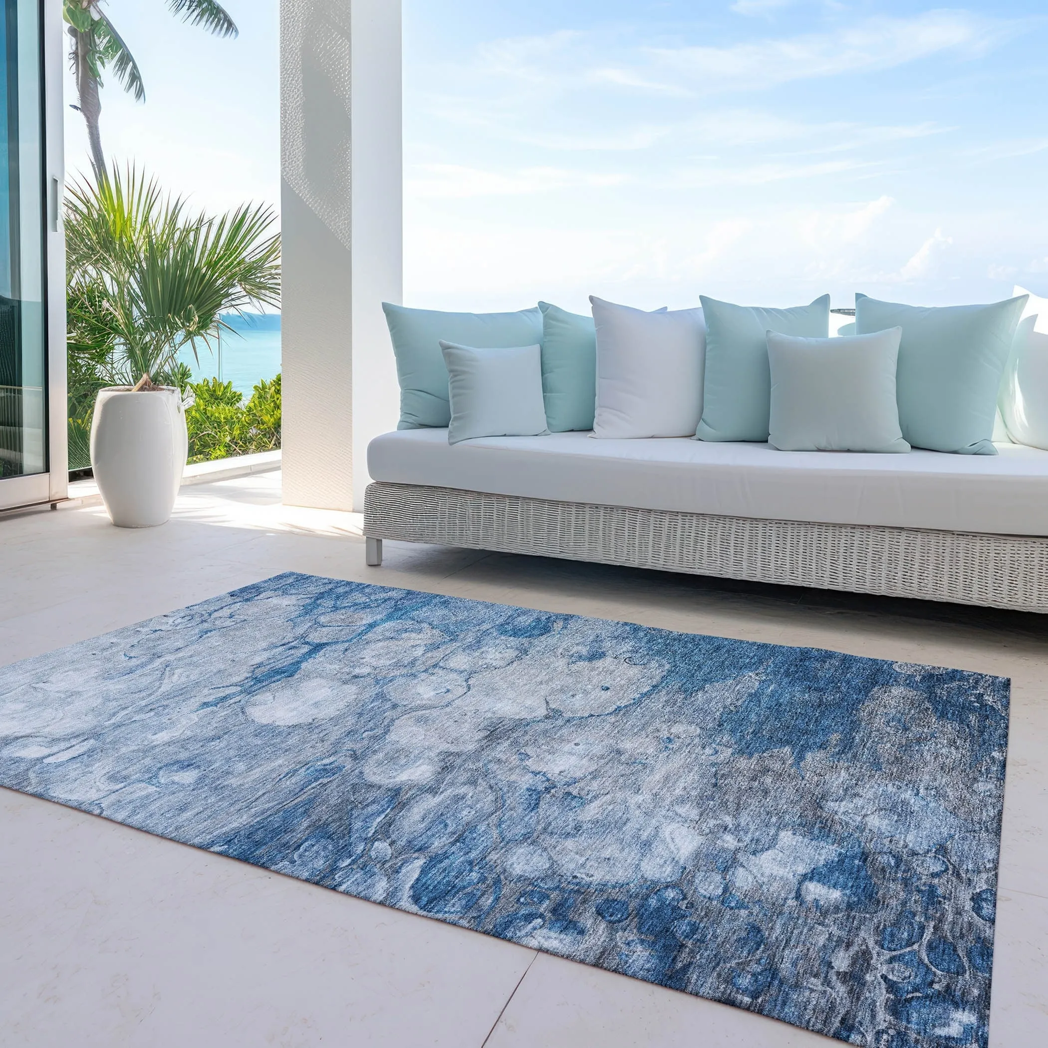 Machine Washable Indoor/ Outdoor Chantille Modern Abstract Rug