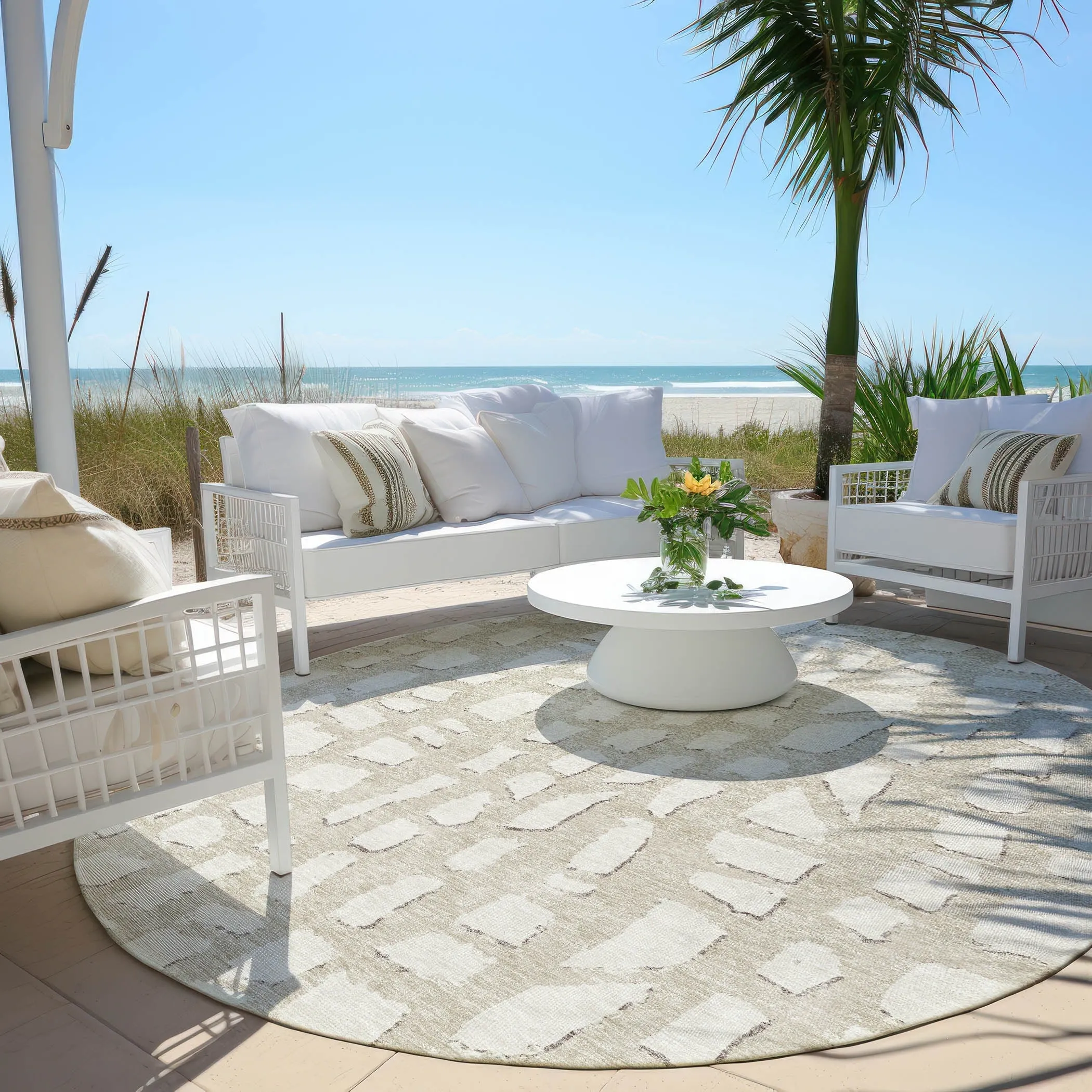 Machine Washable Indoor/ Outdoor Chantille Modern Abstract Rug