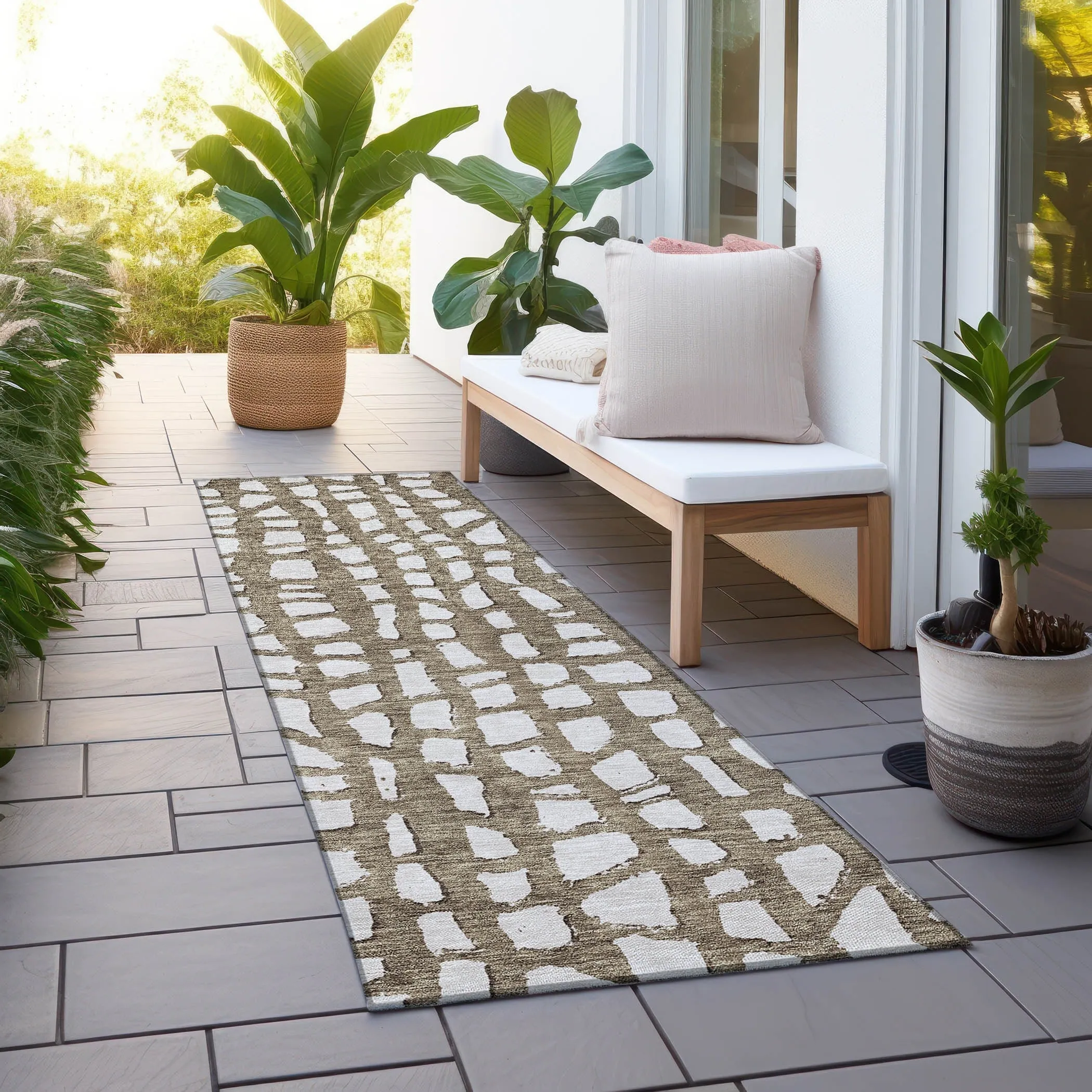 Machine Washable Indoor/ Outdoor Chantille Modern Abstract Rug