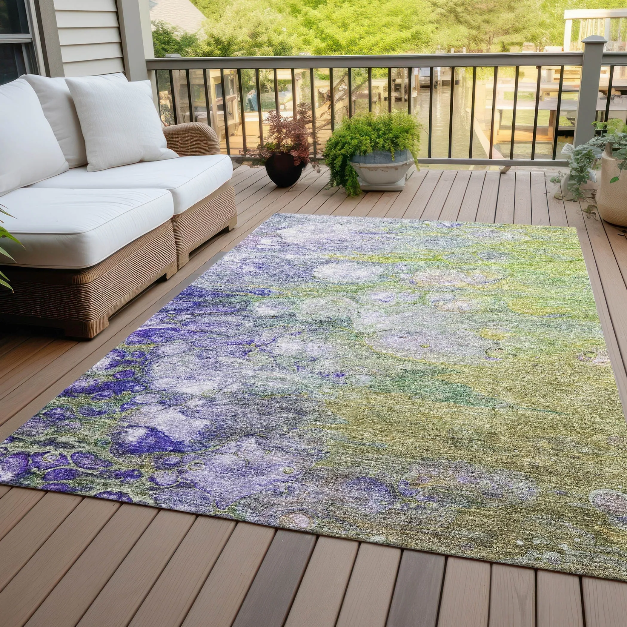 Machine Washable Indoor/ Outdoor Chantille Modern Abstract Rug