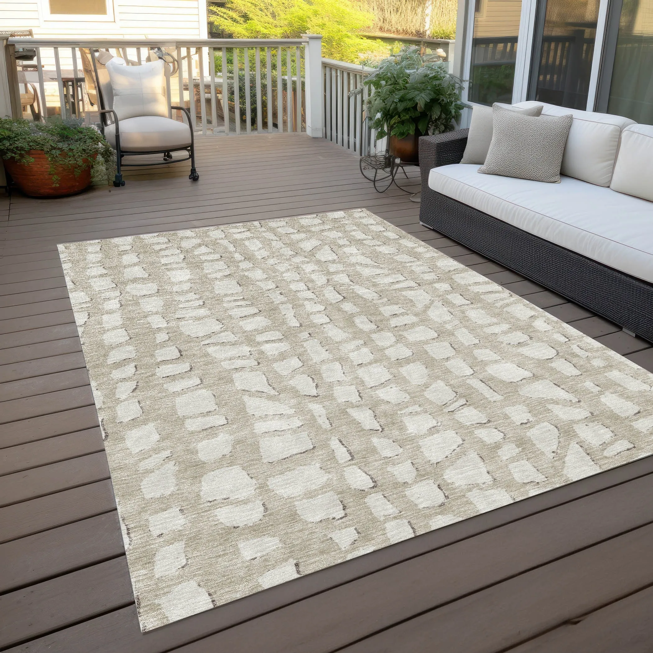 Machine Washable Indoor/ Outdoor Chantille Modern Abstract Rug