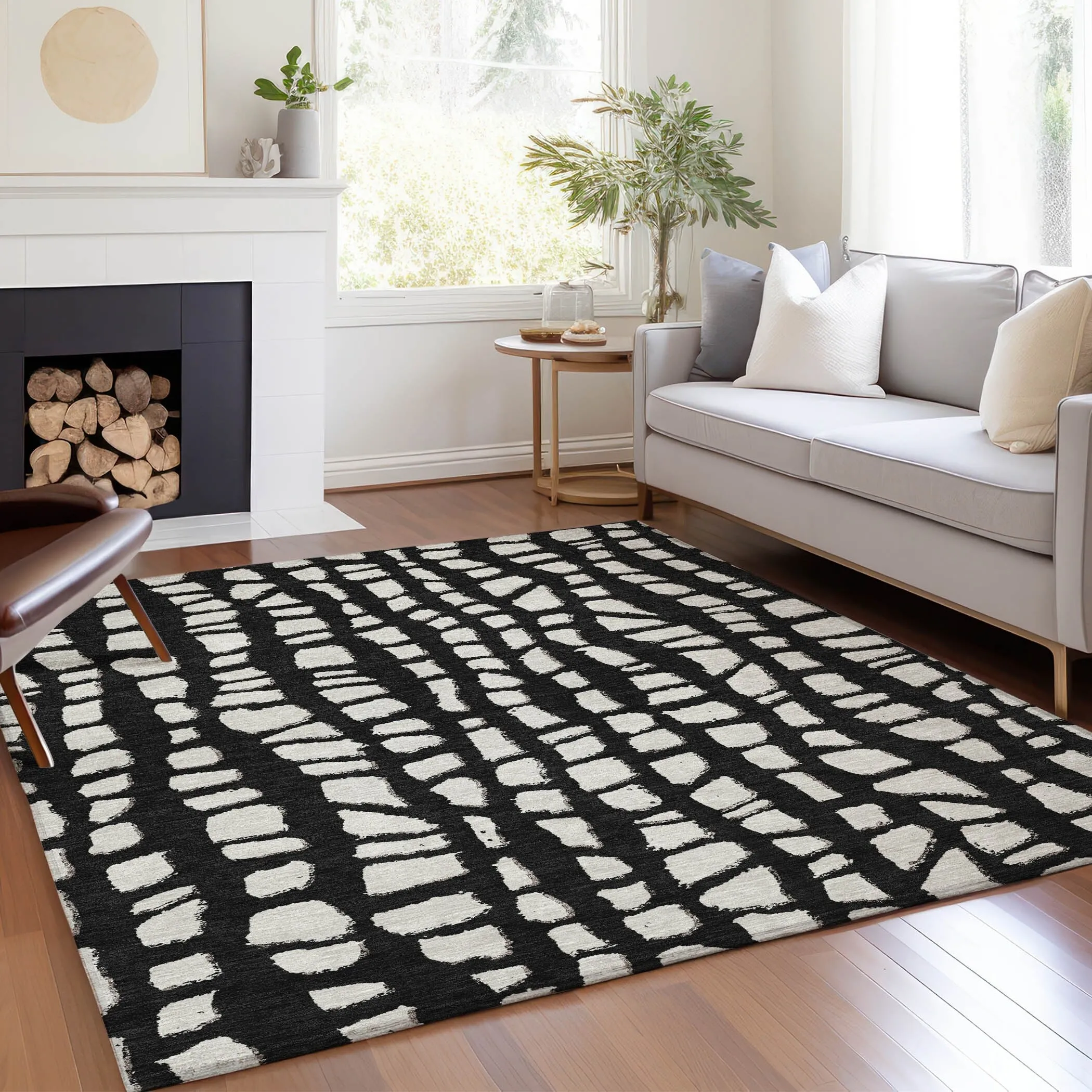 Machine Washable Indoor/ Outdoor Chantille Modern Abstract Rug