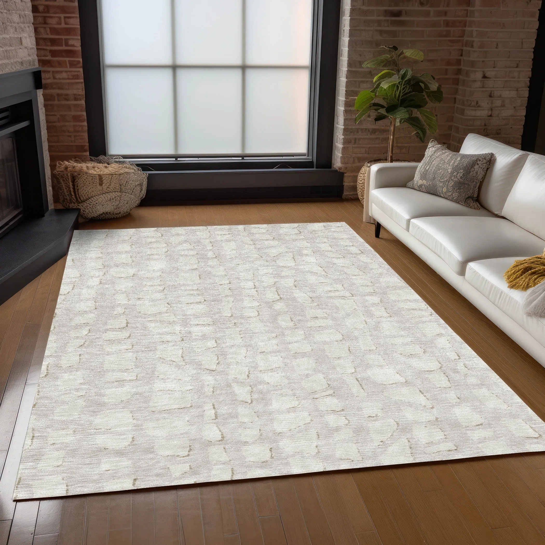 Machine Washable Indoor/ Outdoor Chantille Modern Abstract Rug