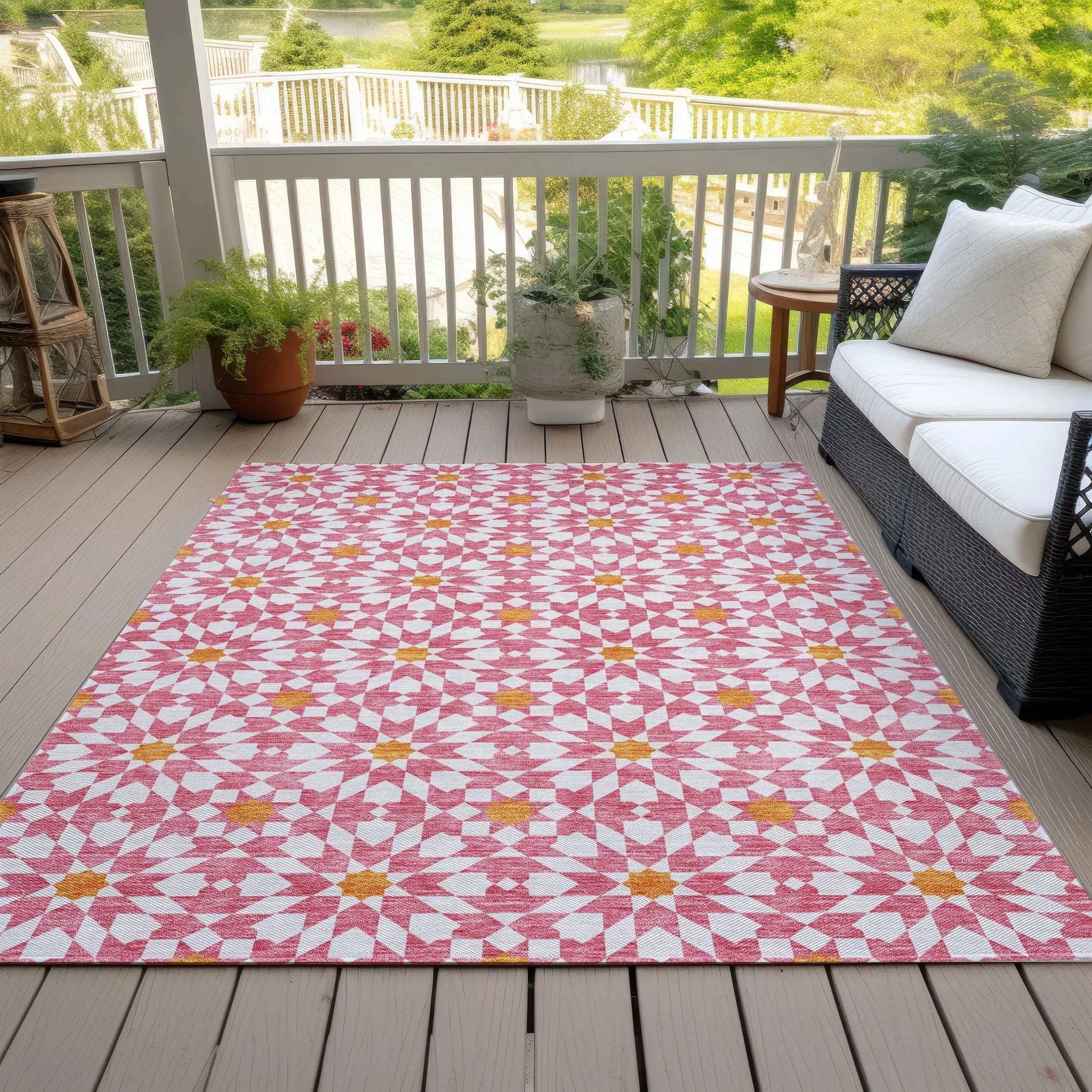 Machine Washable Indoor/ Outdoor Chantille Modern Boho Rug