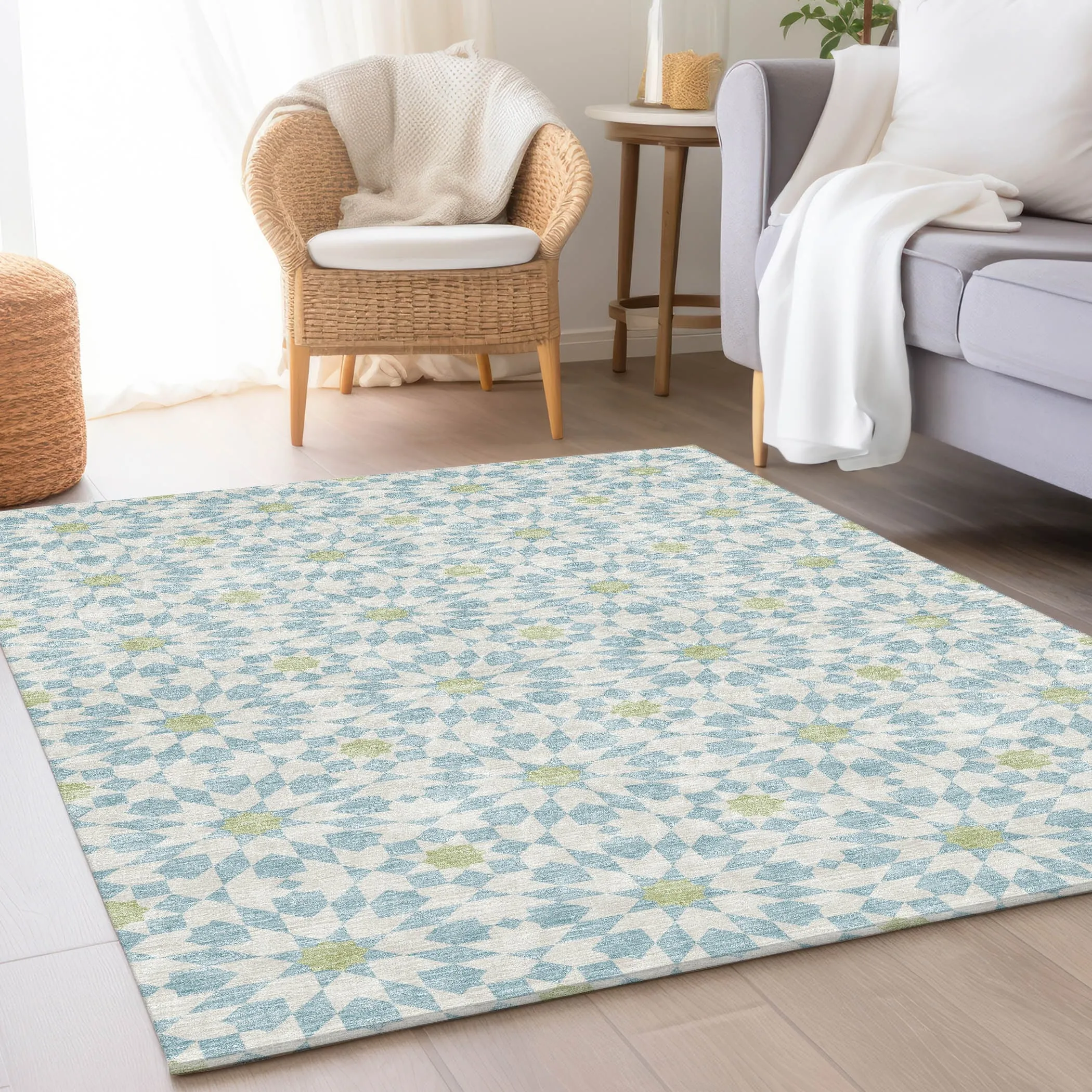 Machine Washable Indoor/ Outdoor Chantille Modern Boho Rug