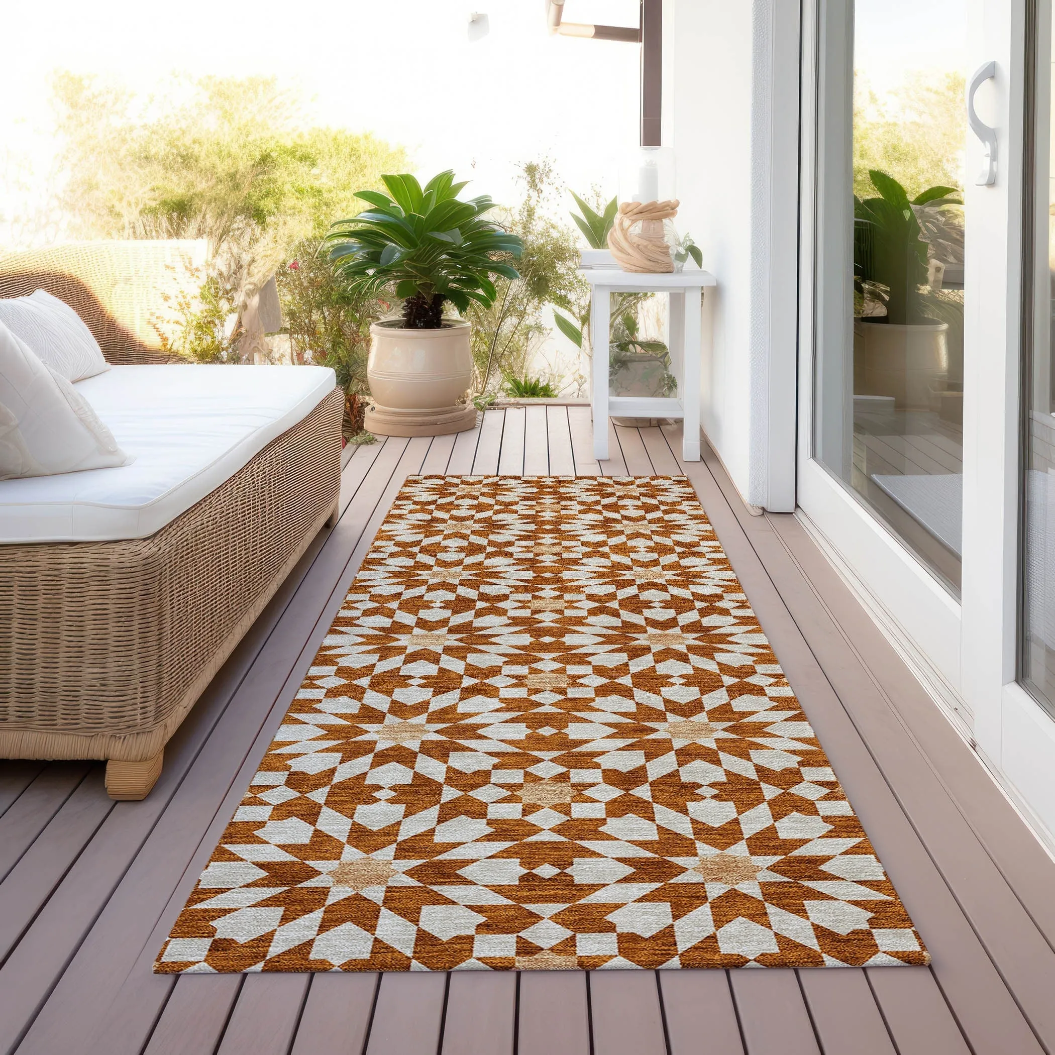 Machine Washable Indoor/ Outdoor Chantille Modern Boho Rug
