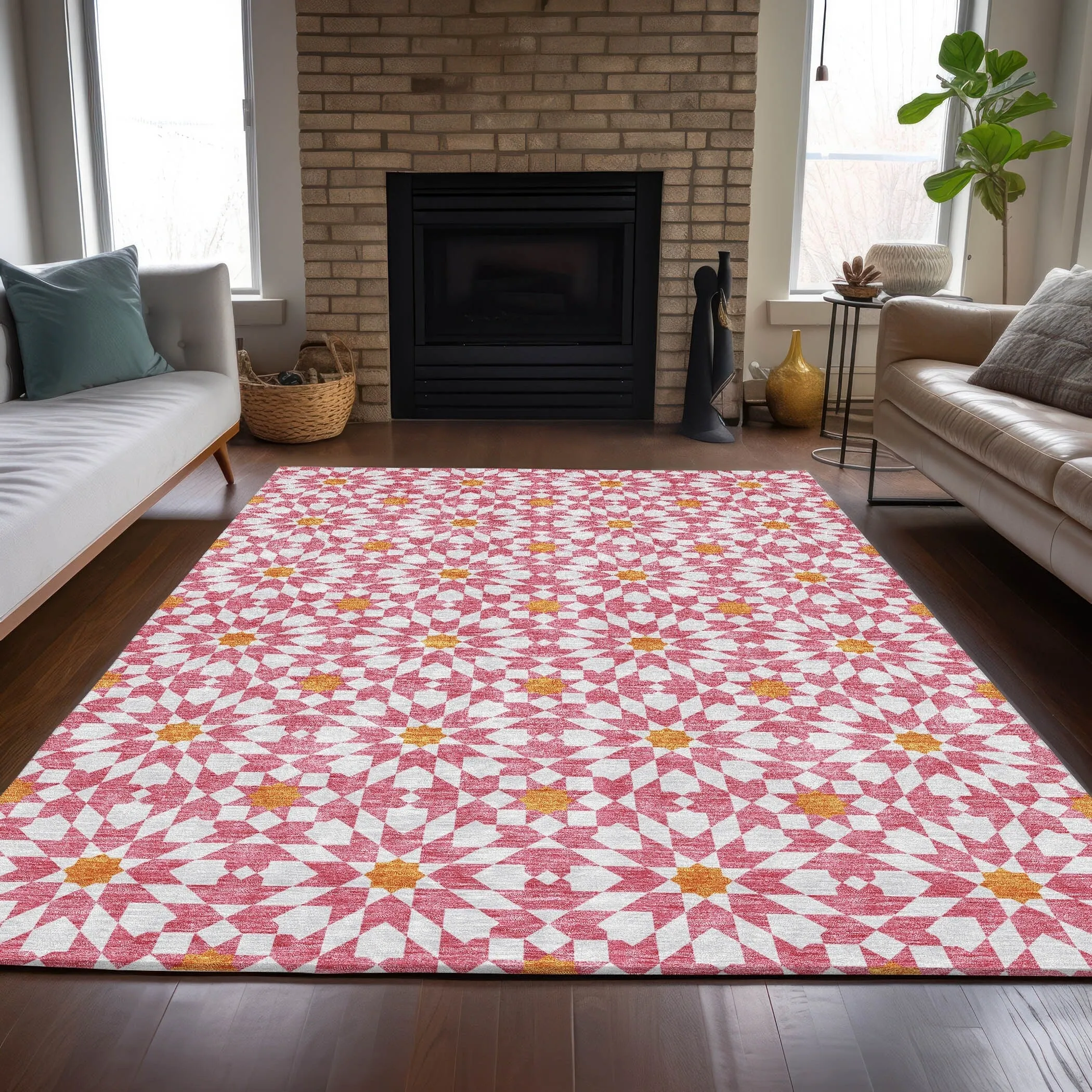 Machine Washable Indoor/ Outdoor Chantille Modern Boho Rug