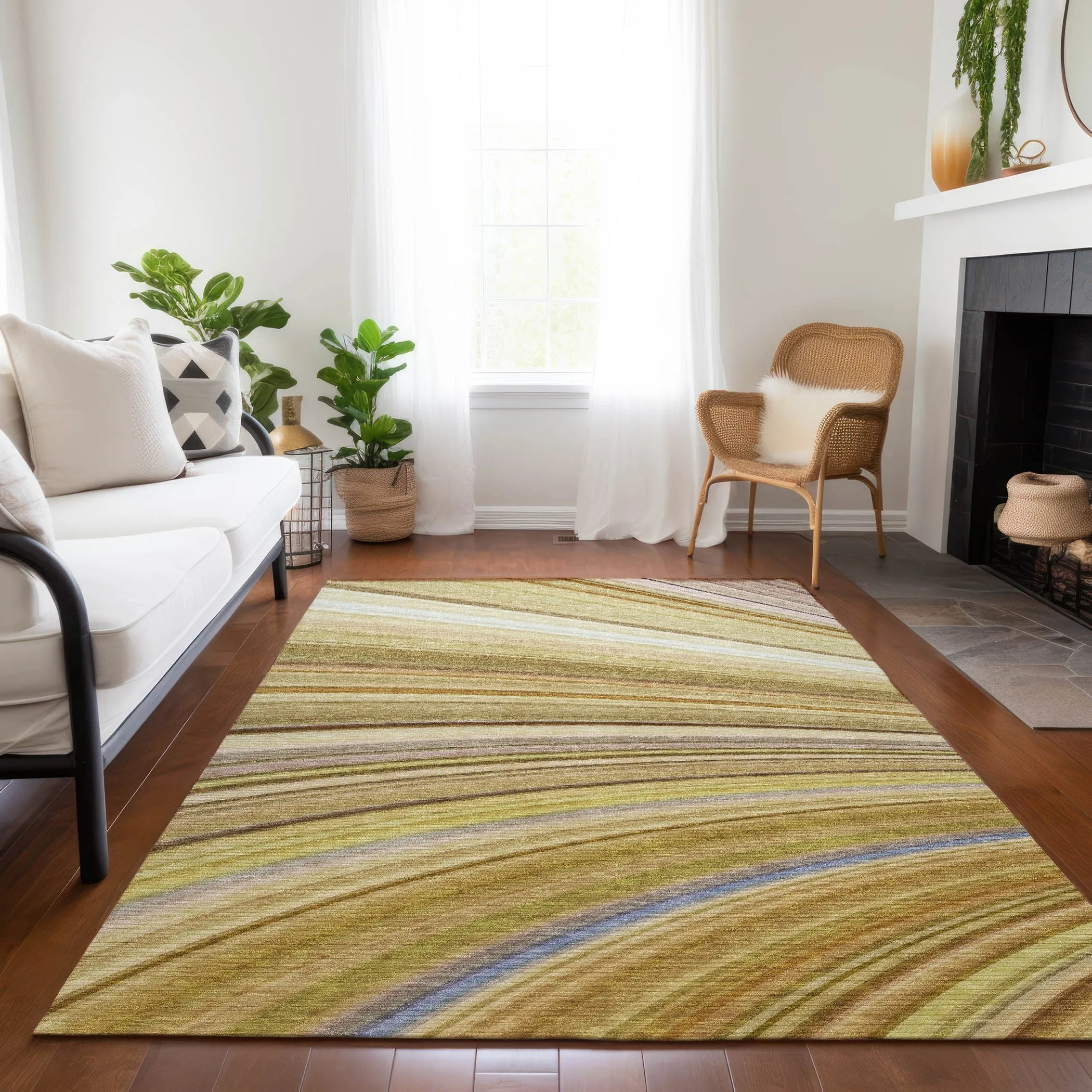 Machine Washable Indoor/ Outdoor Chantille Modern Burst Rug