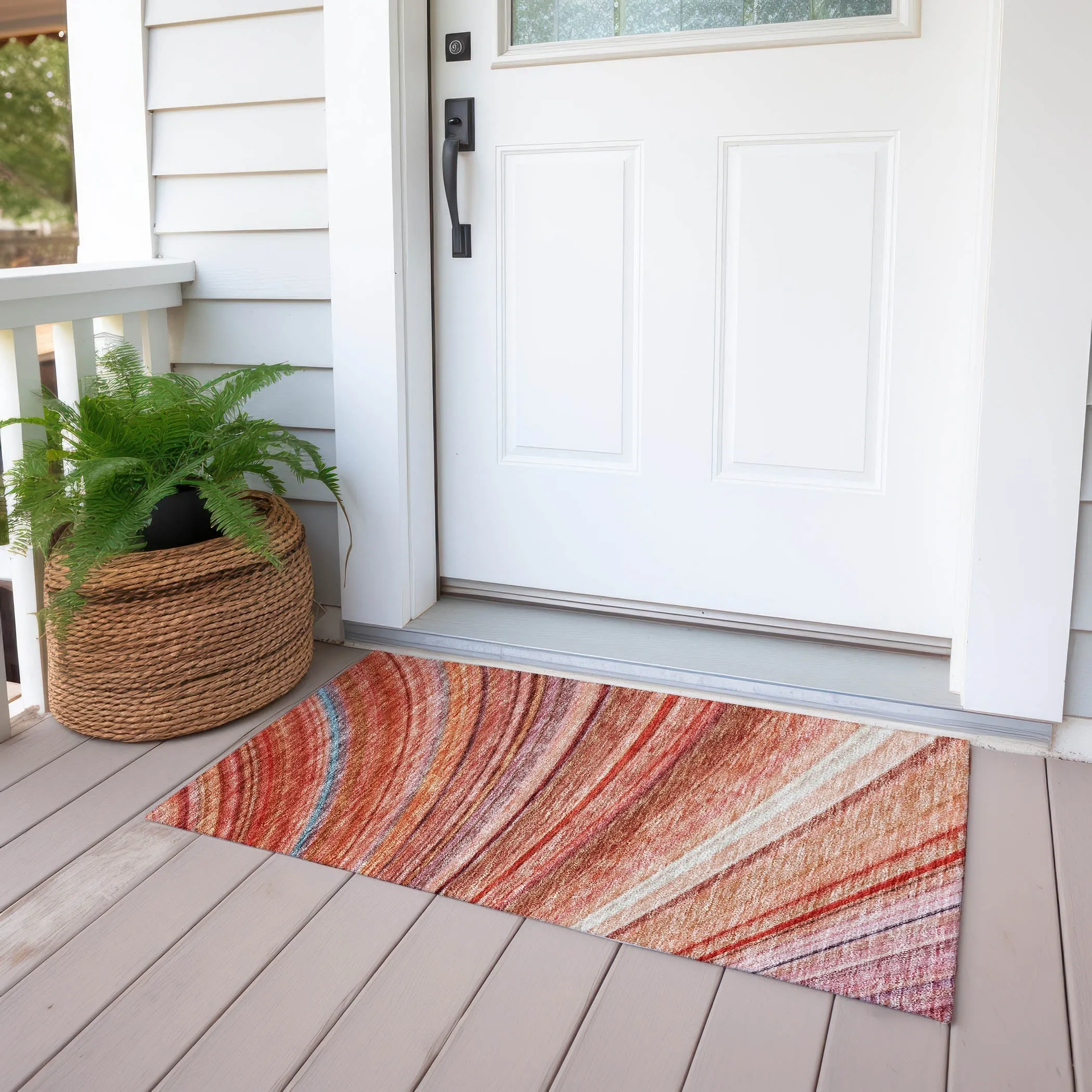 Machine Washable Indoor/ Outdoor Chantille Modern Burst Rug