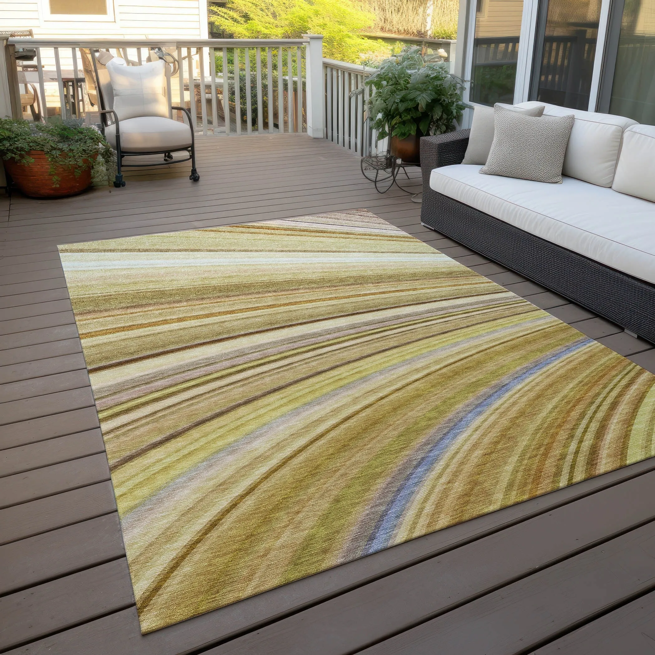 Machine Washable Indoor/ Outdoor Chantille Modern Burst Rug