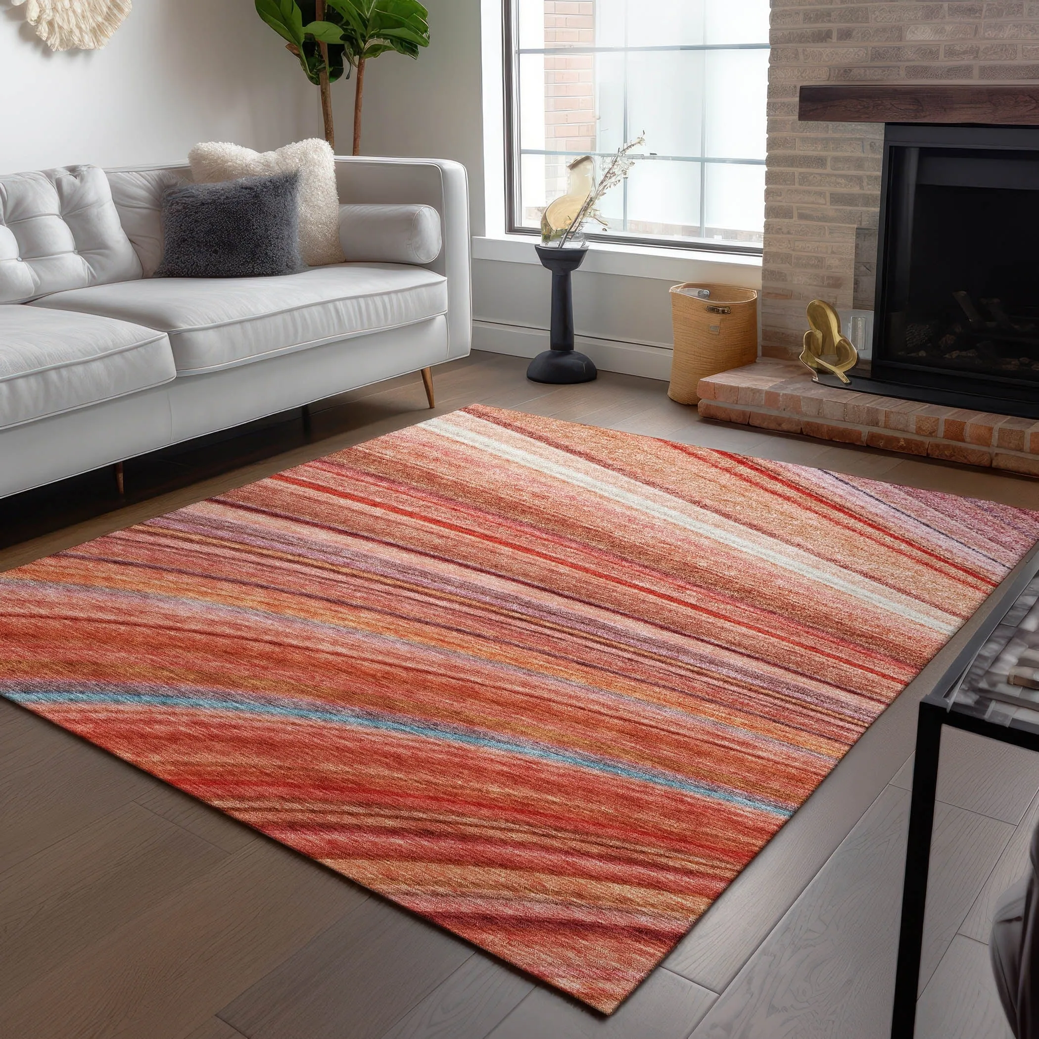 Machine Washable Indoor/ Outdoor Chantille Modern Burst Rug