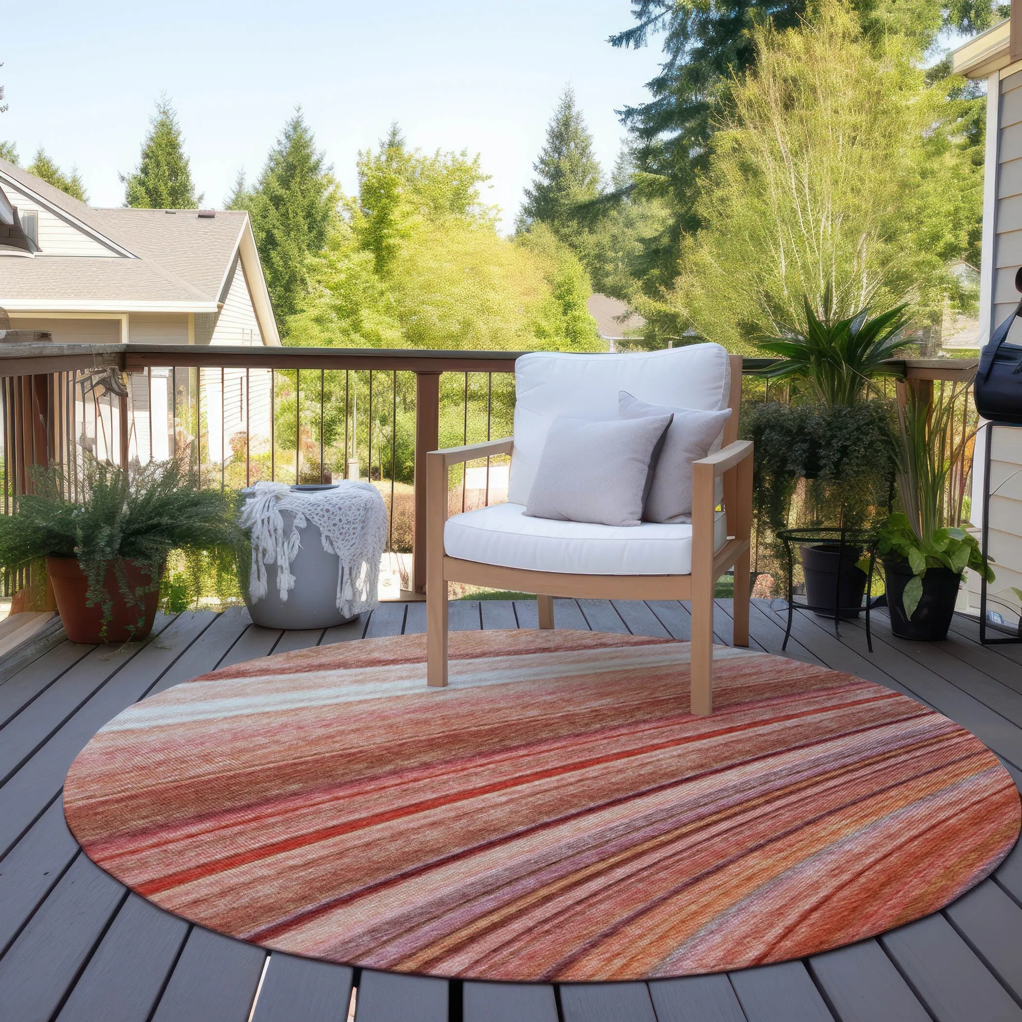 Machine Washable Indoor/ Outdoor Chantille Modern Burst Rug