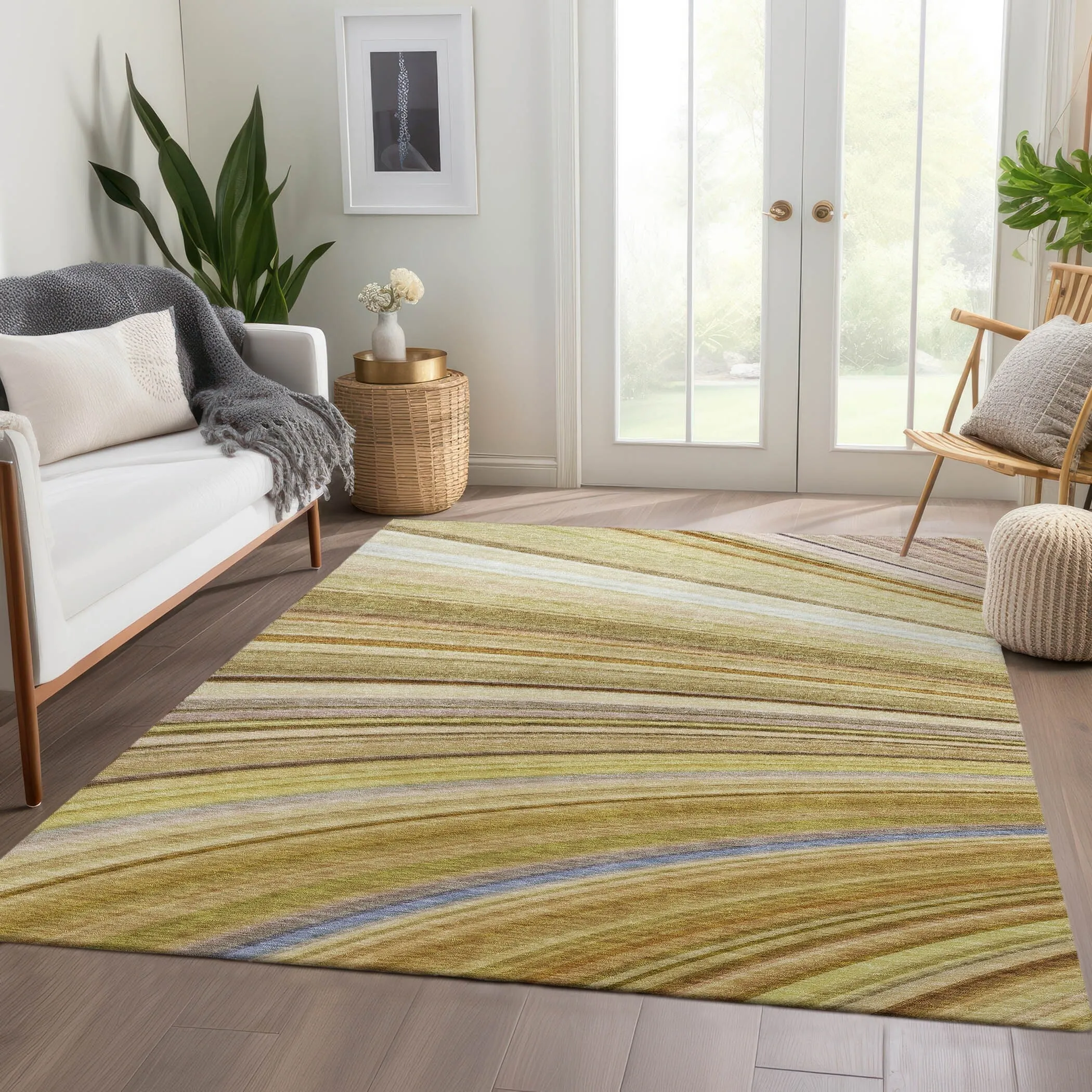 Machine Washable Indoor/ Outdoor Chantille Modern Burst Rug