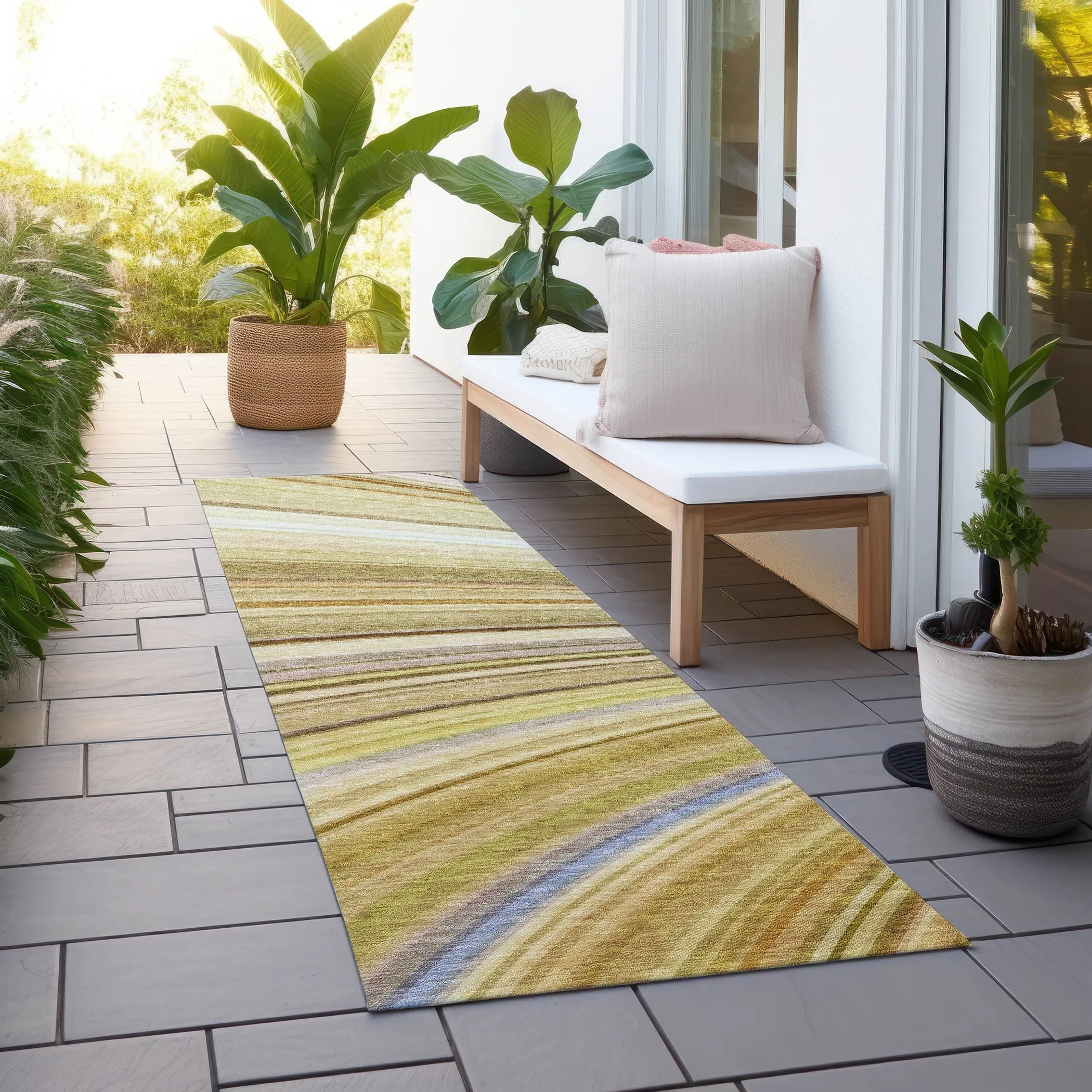 Machine Washable Indoor/ Outdoor Chantille Modern Burst Rug