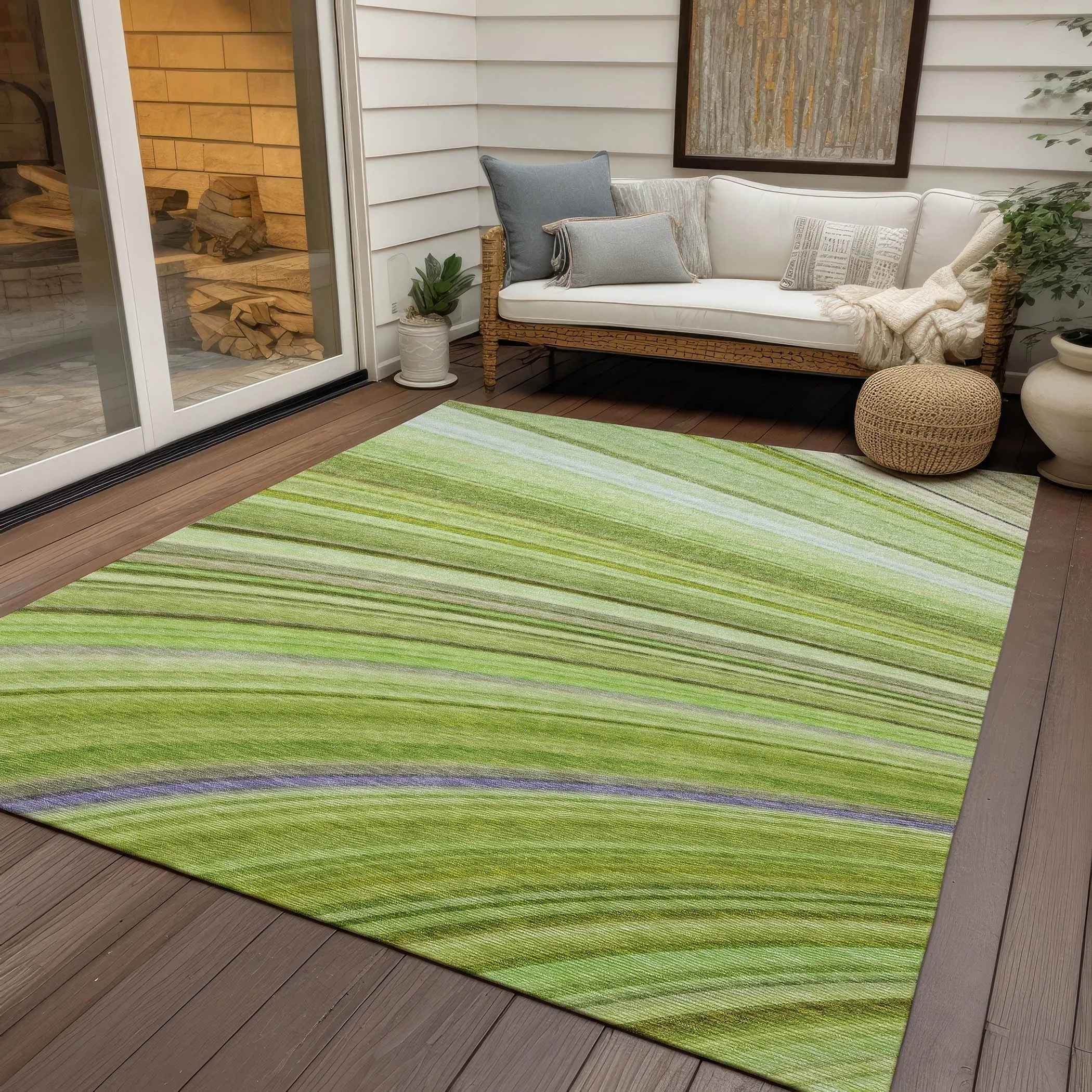 Machine Washable Indoor/ Outdoor Chantille Modern Burst Rug