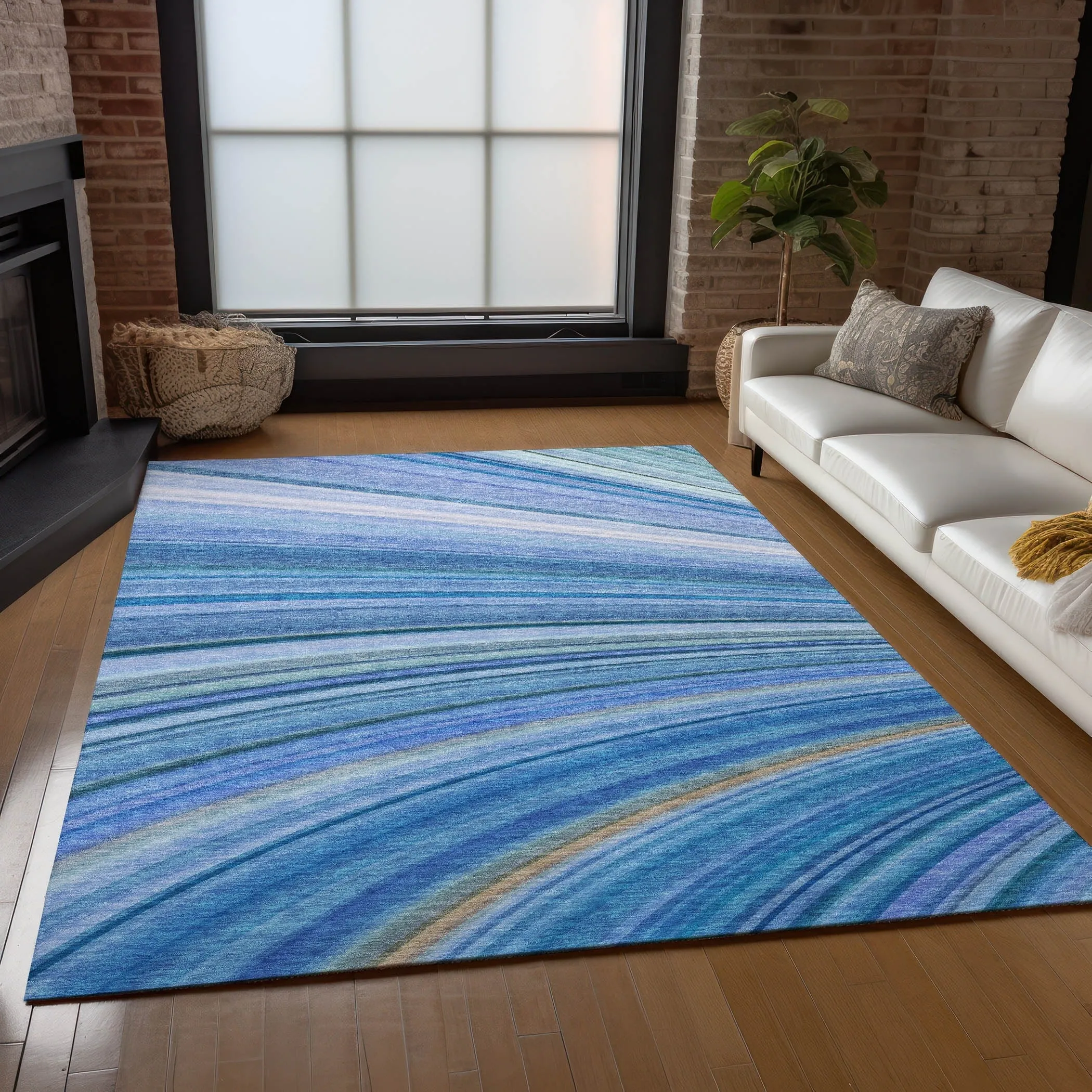 Machine Washable Indoor/ Outdoor Chantille Modern Burst Rug