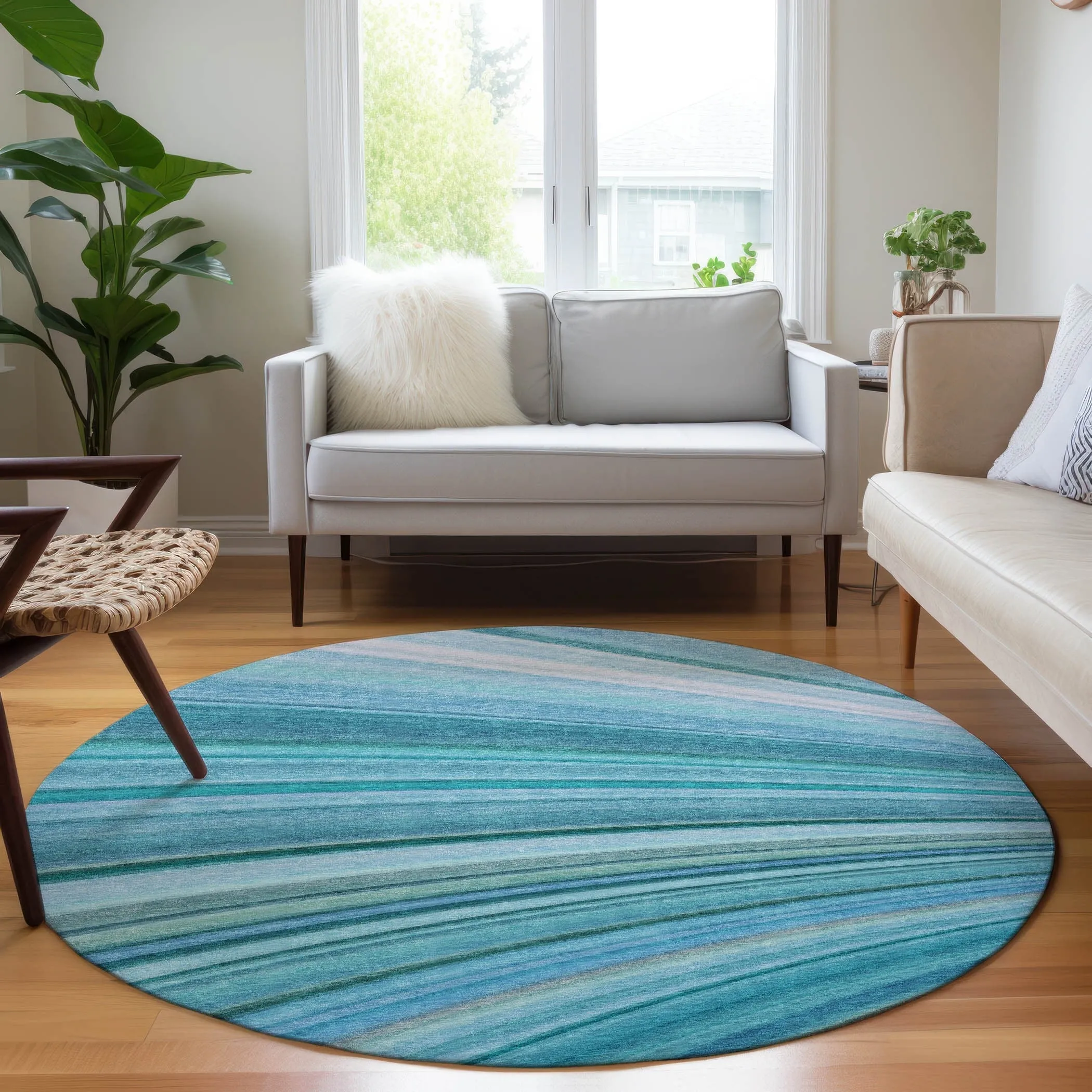 Machine Washable Indoor/ Outdoor Chantille Modern Burst Rug