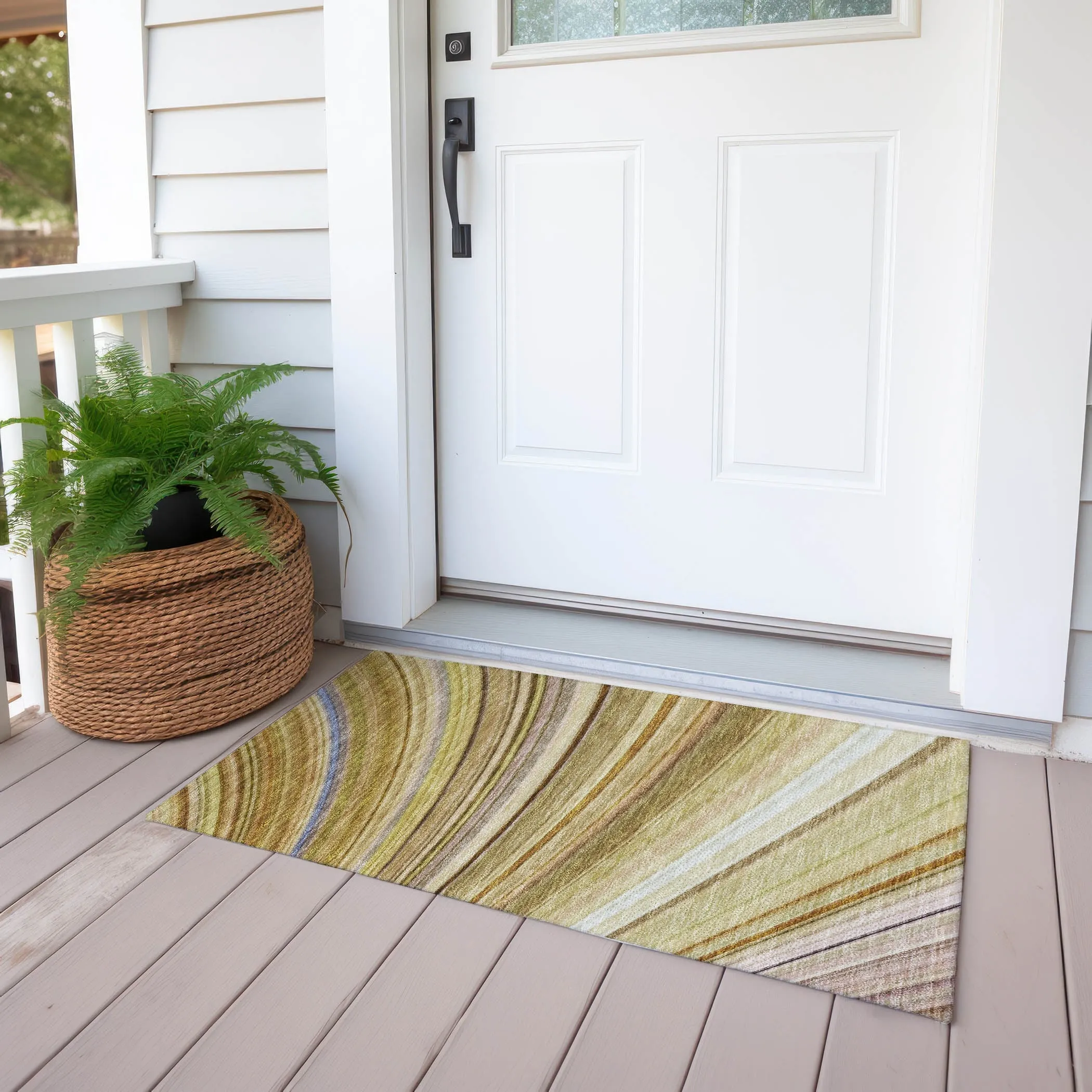 Machine Washable Indoor/ Outdoor Chantille Modern Burst Rug