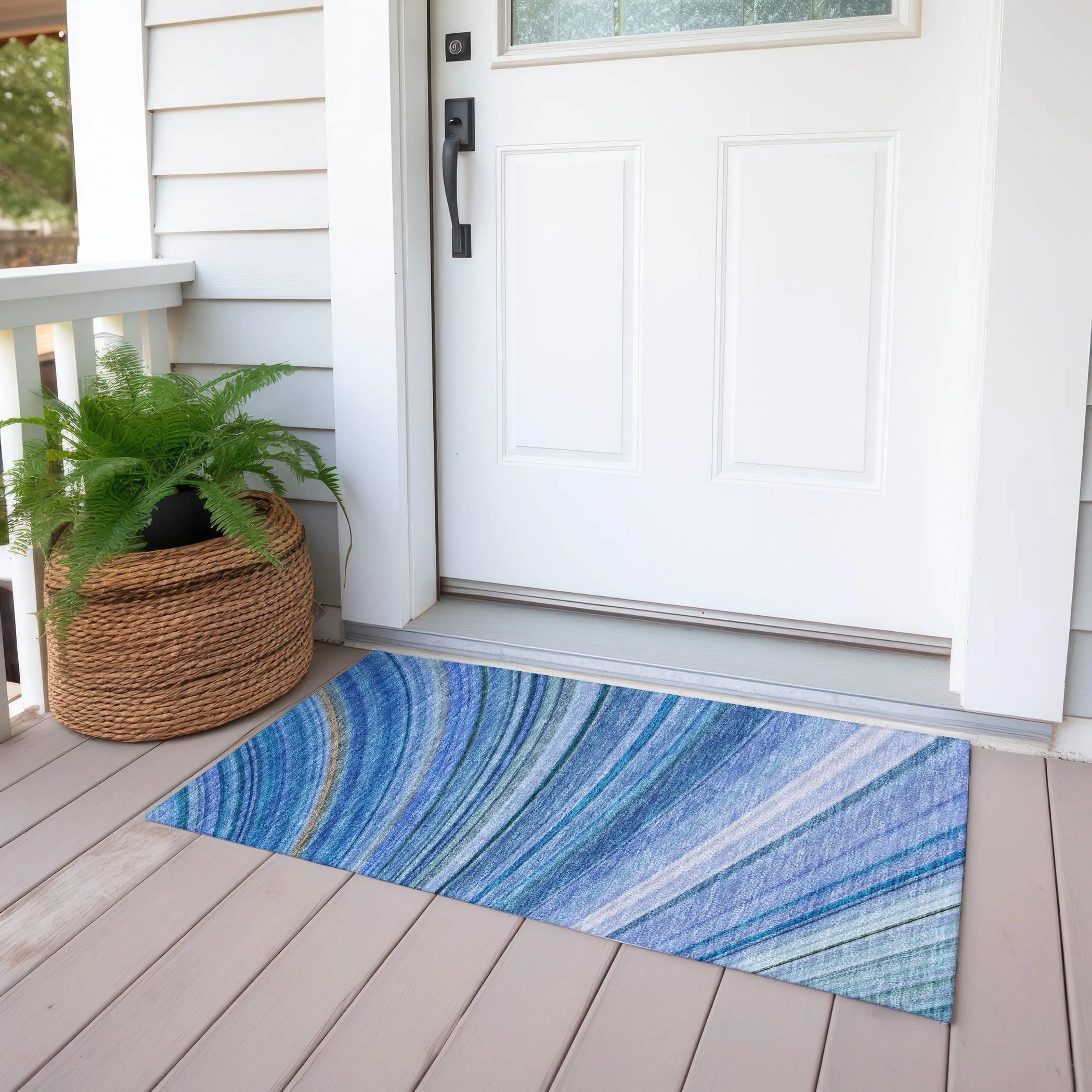 Machine Washable Indoor/ Outdoor Chantille Modern Burst Rug