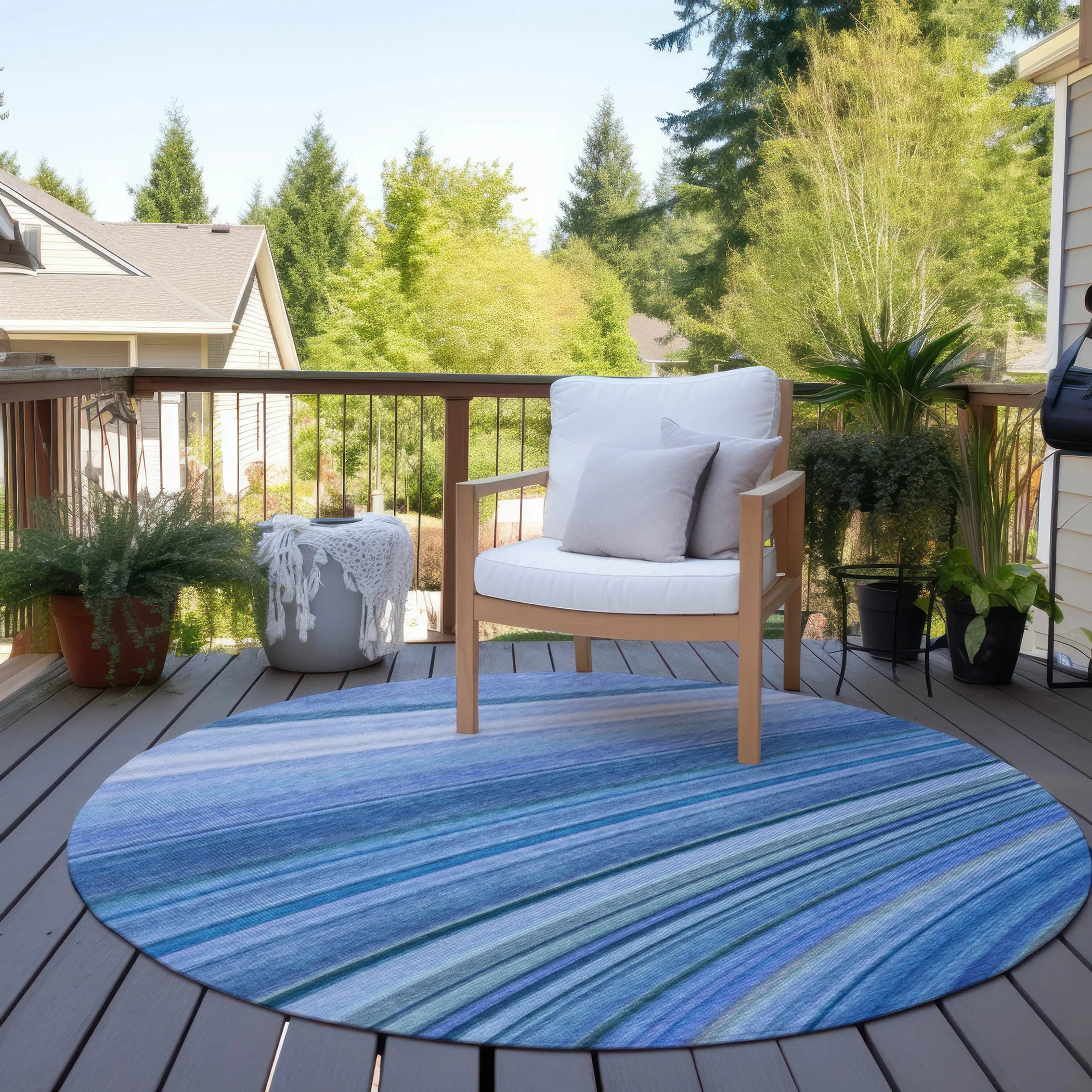 Machine Washable Indoor/ Outdoor Chantille Modern Burst Rug
