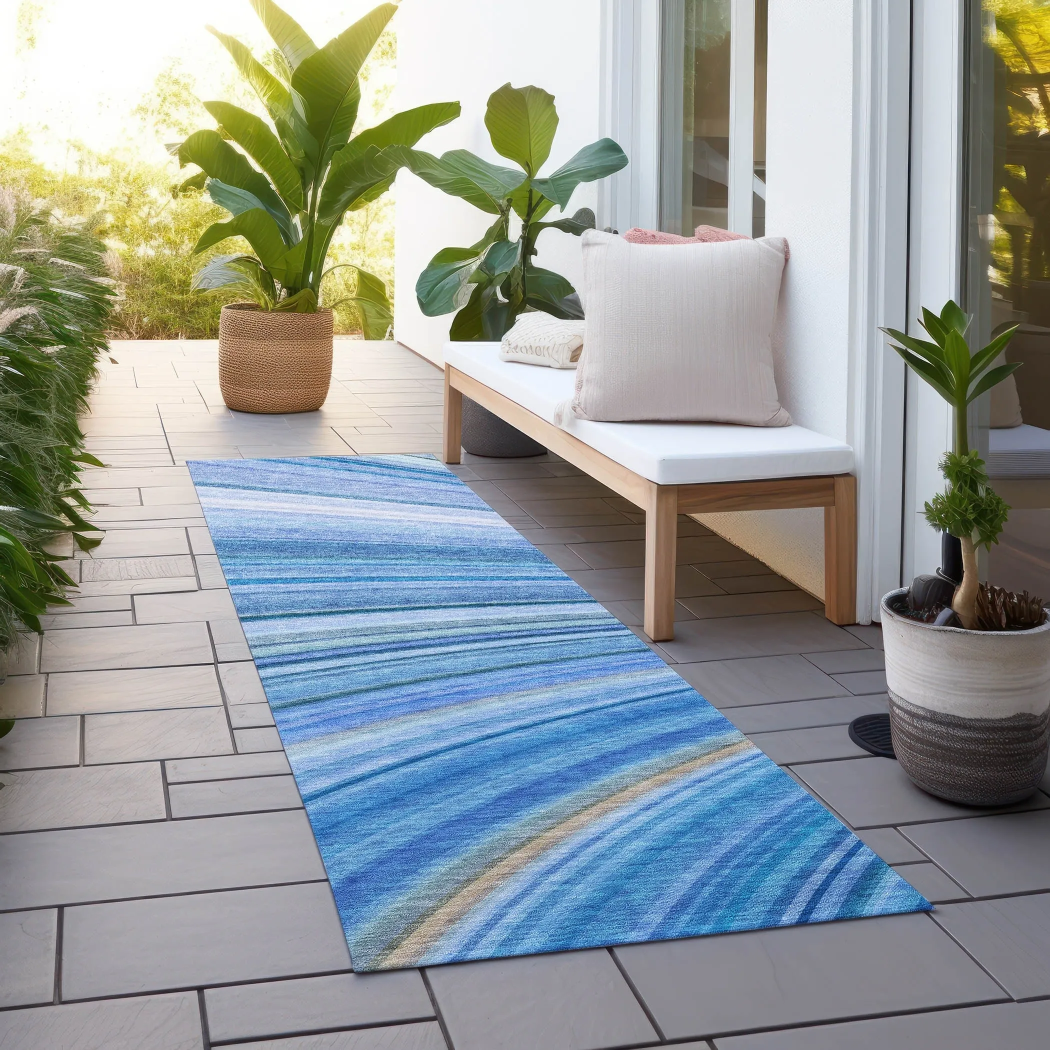 Machine Washable Indoor/ Outdoor Chantille Modern Burst Rug