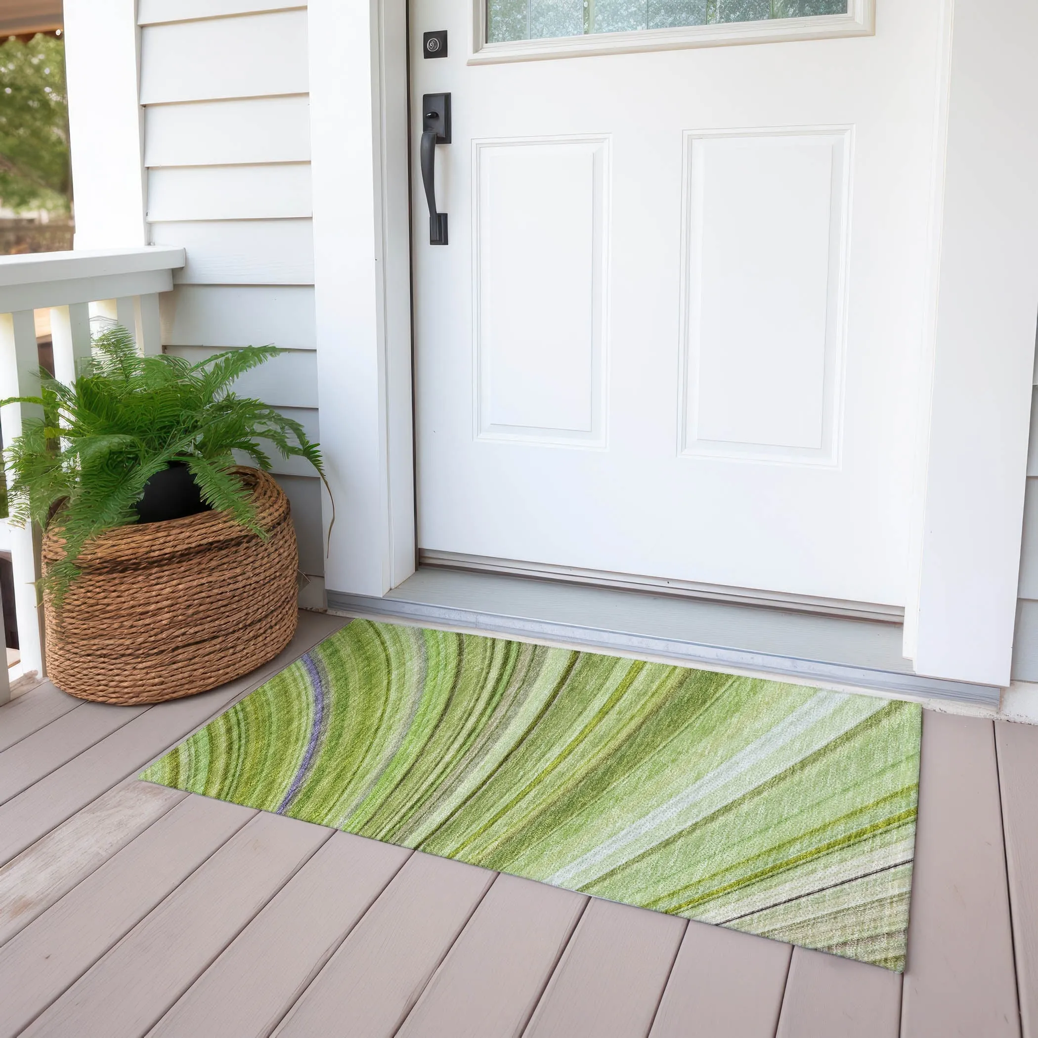 Machine Washable Indoor/ Outdoor Chantille Modern Burst Rug
