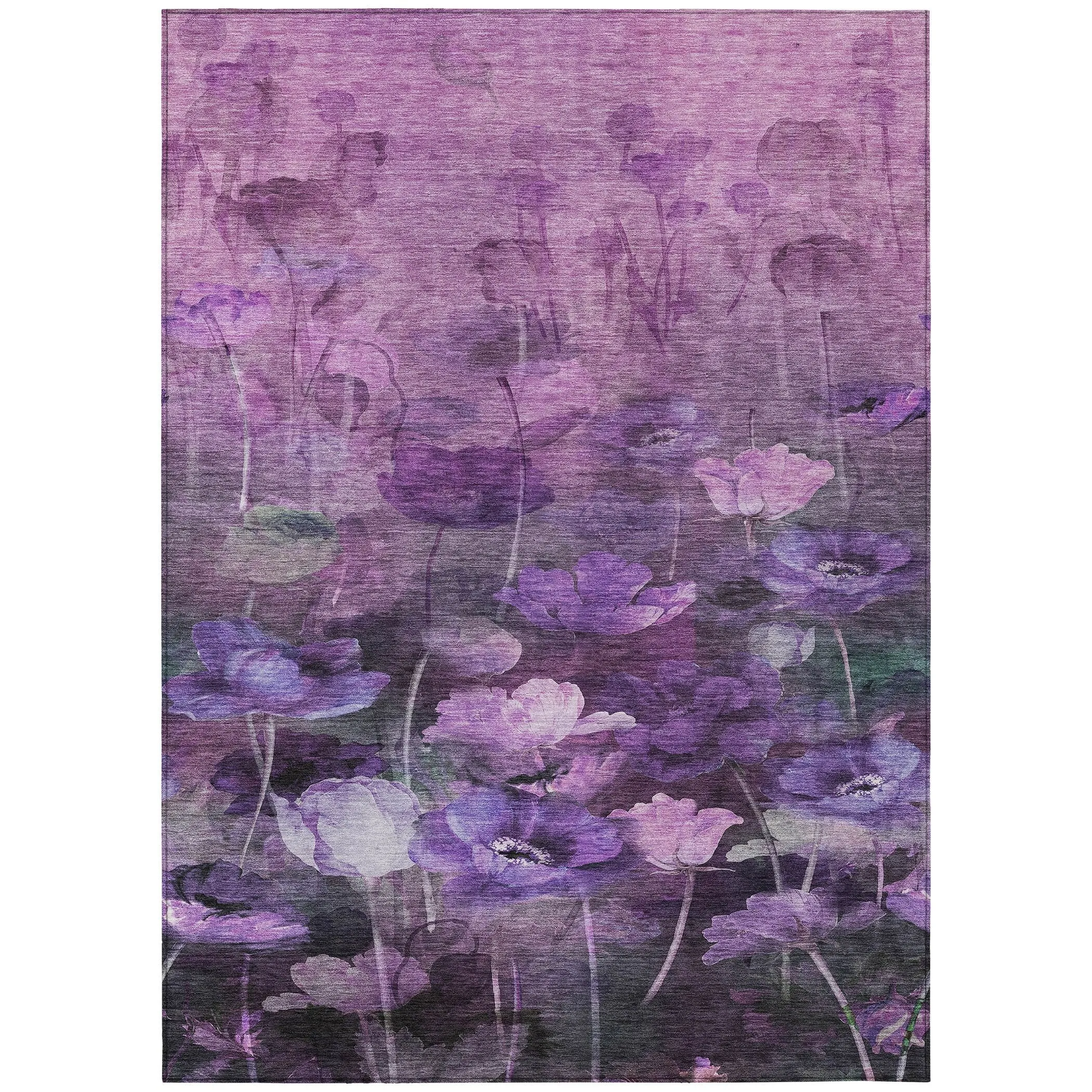 Machine Washable Indoor/ Outdoor Chantille Modern Floral Rug
