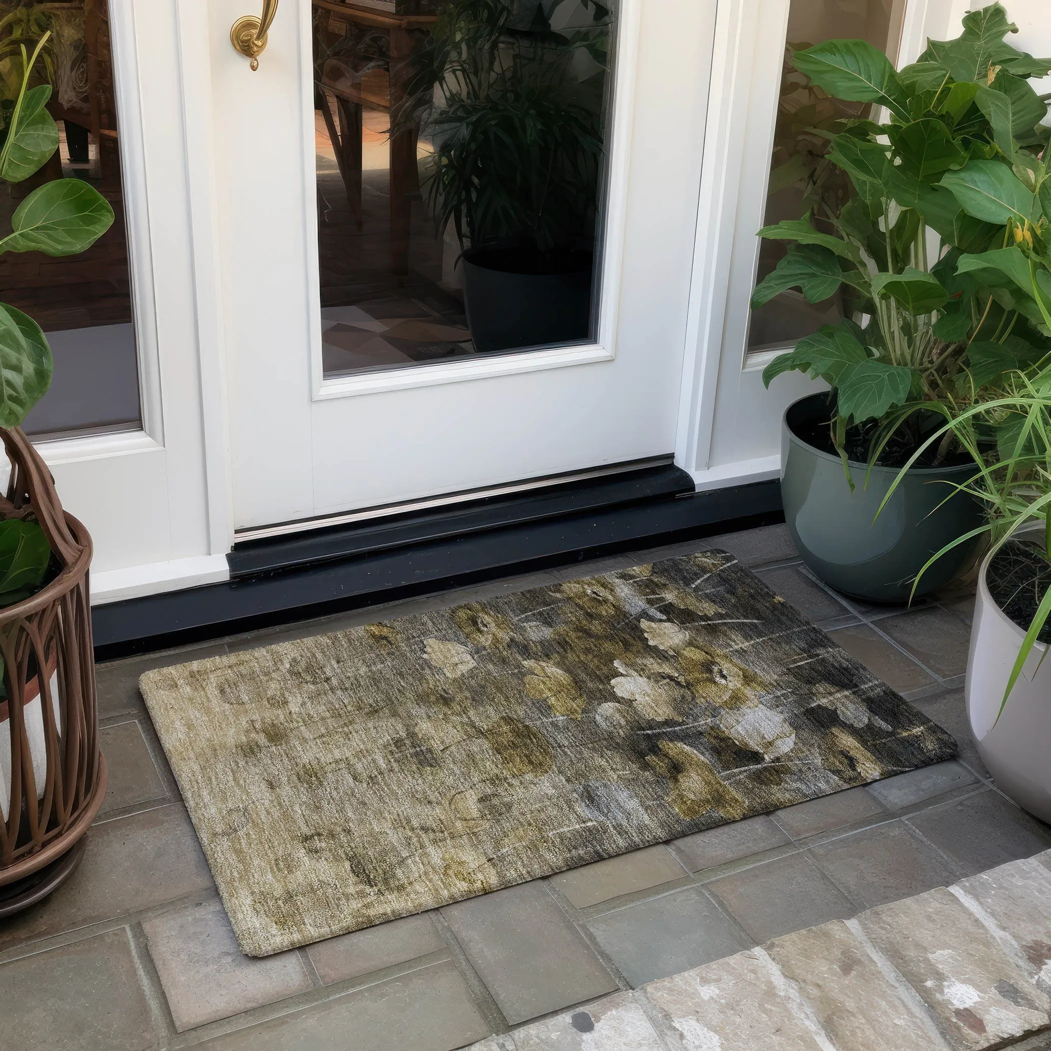 Machine Washable Indoor/ Outdoor Chantille Modern Floral Rug