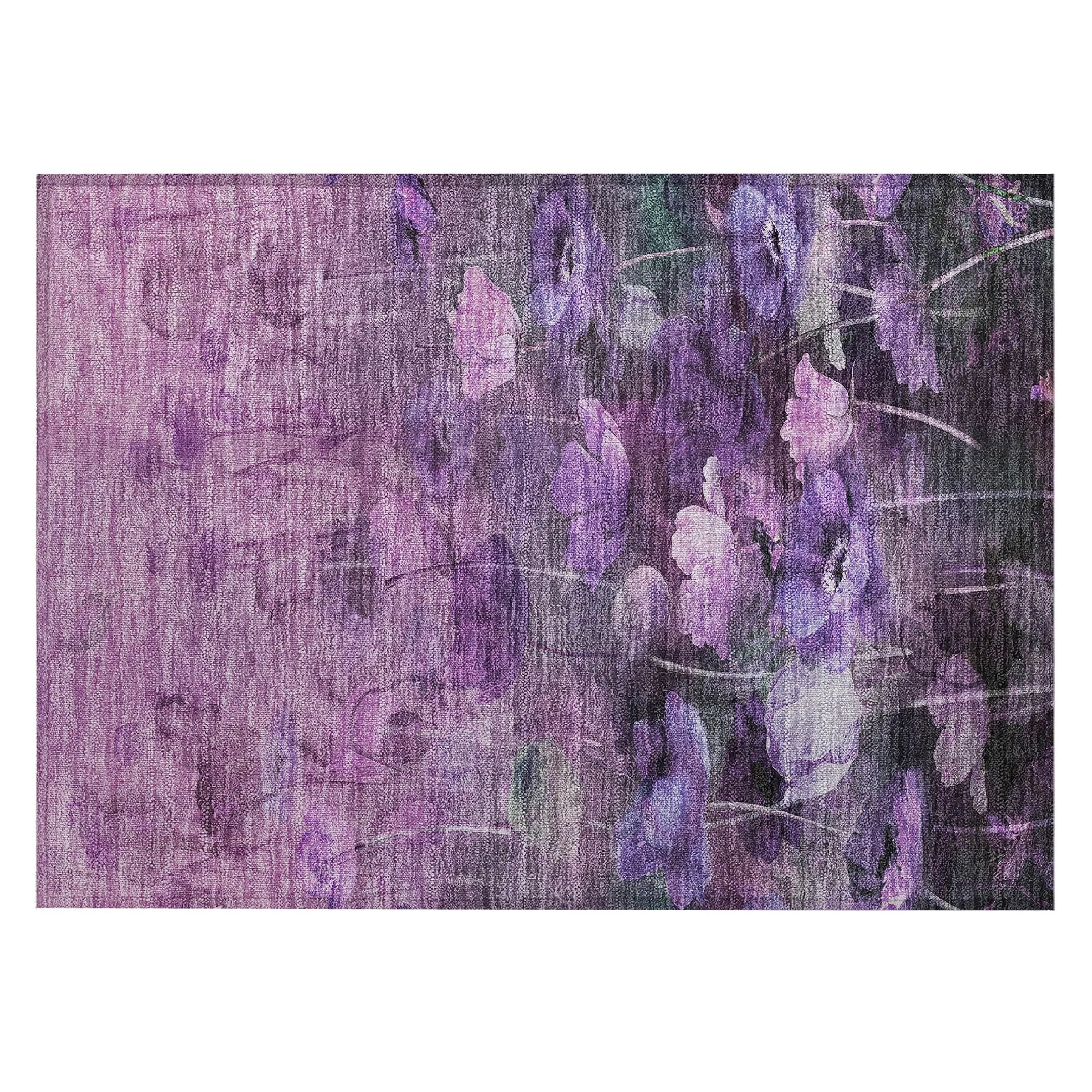 Machine Washable Indoor/ Outdoor Chantille Modern Floral Rug