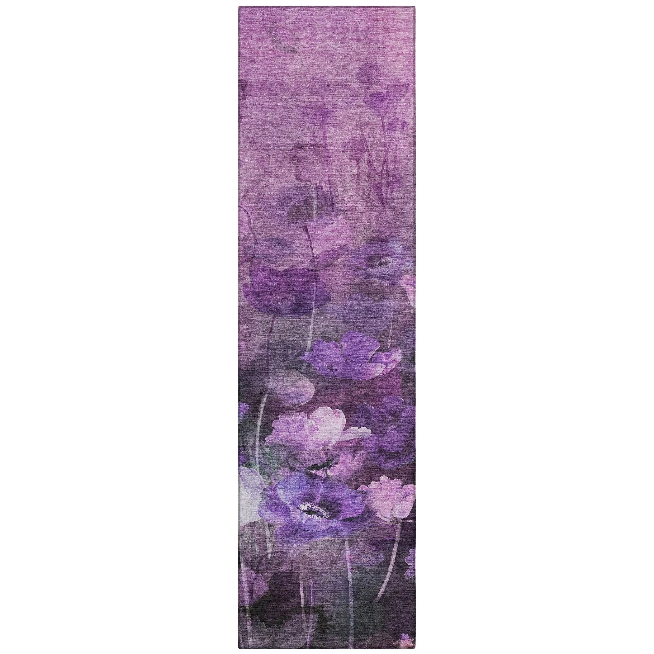 Machine Washable Indoor/ Outdoor Chantille Modern Floral Rug