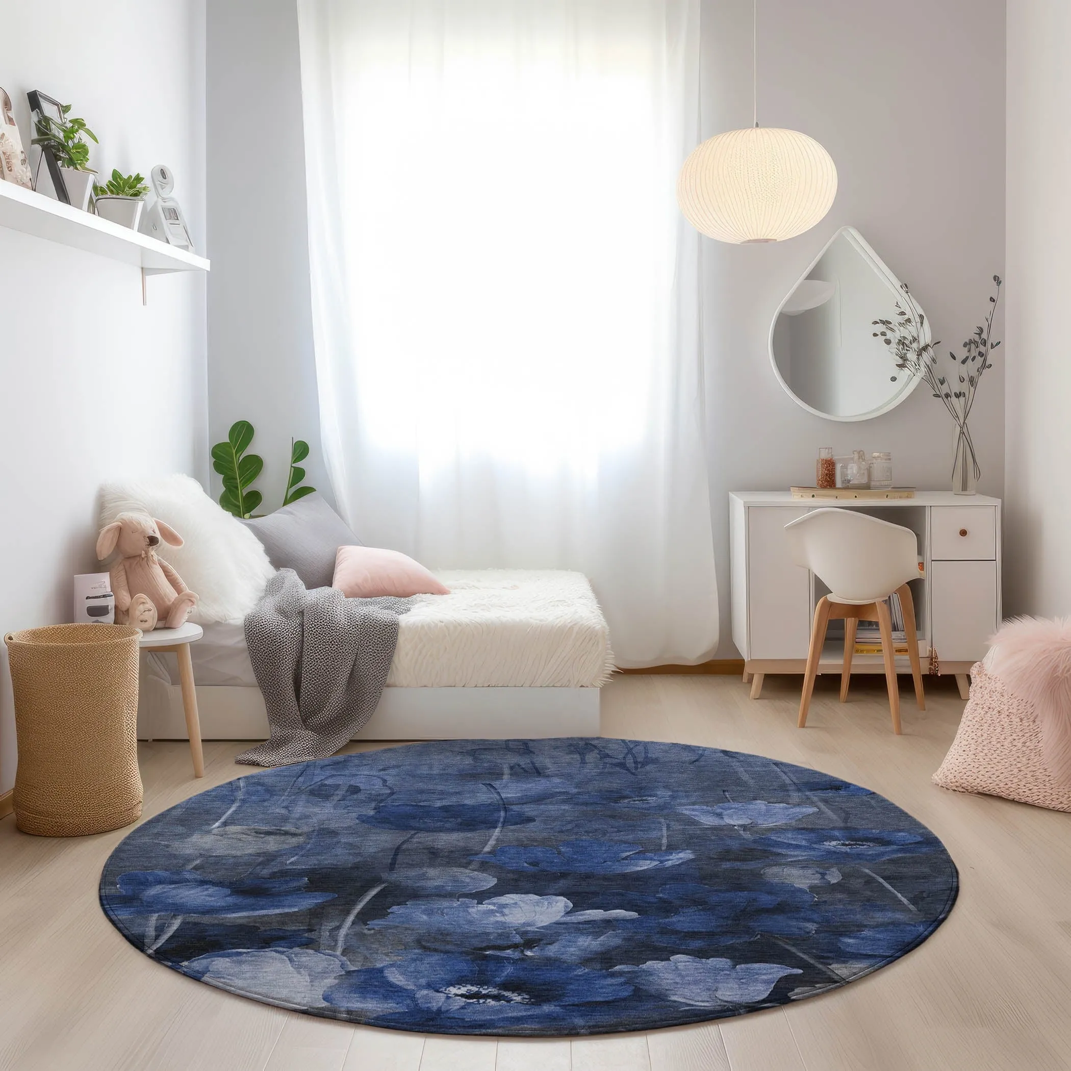 Machine Washable Indoor/ Outdoor Chantille Modern Floral Rug