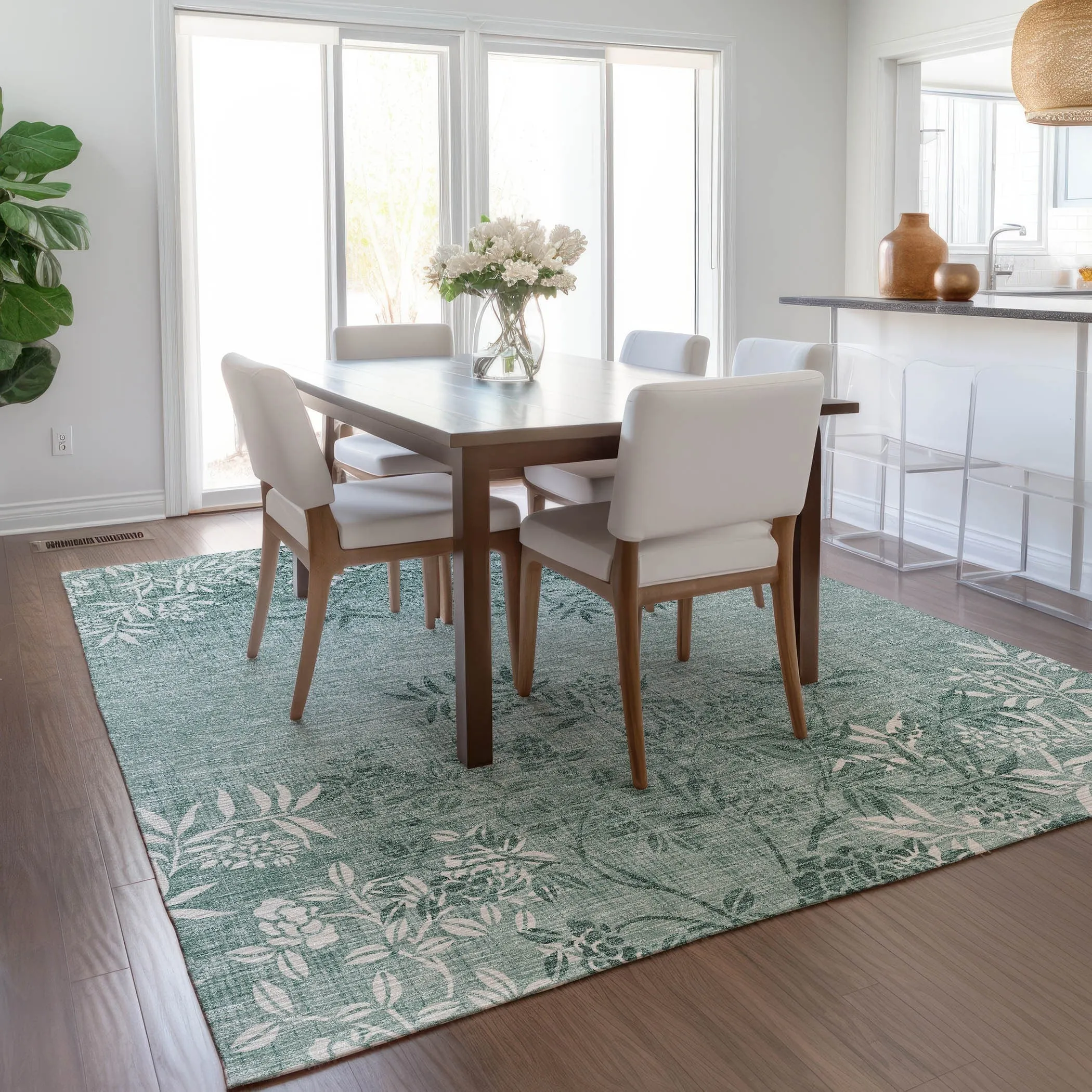 Machine Washable Indoor/ Outdoor Chantille Modern Garden Rug