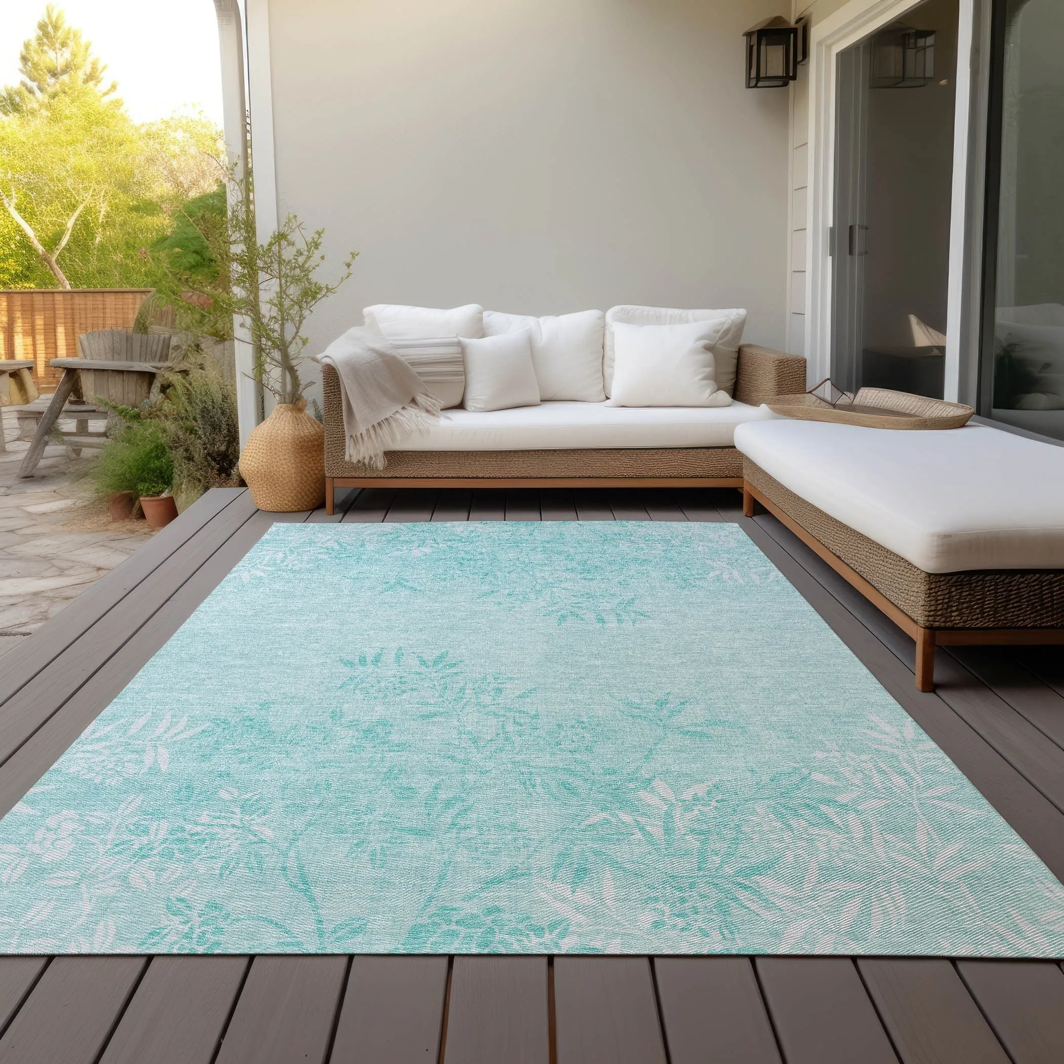 Machine Washable Indoor/ Outdoor Chantille Modern Garden Rug