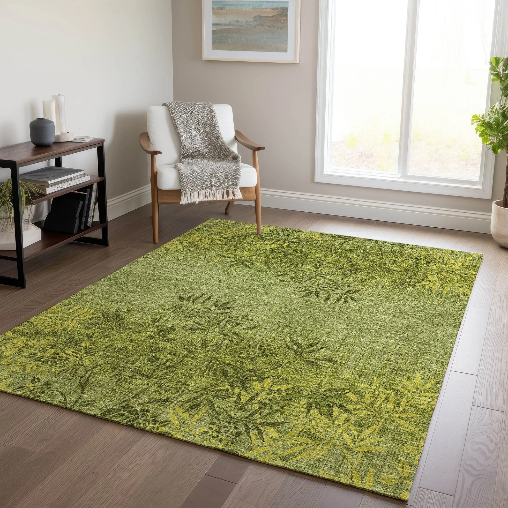 Machine Washable Indoor/ Outdoor Chantille Modern Garden Rug