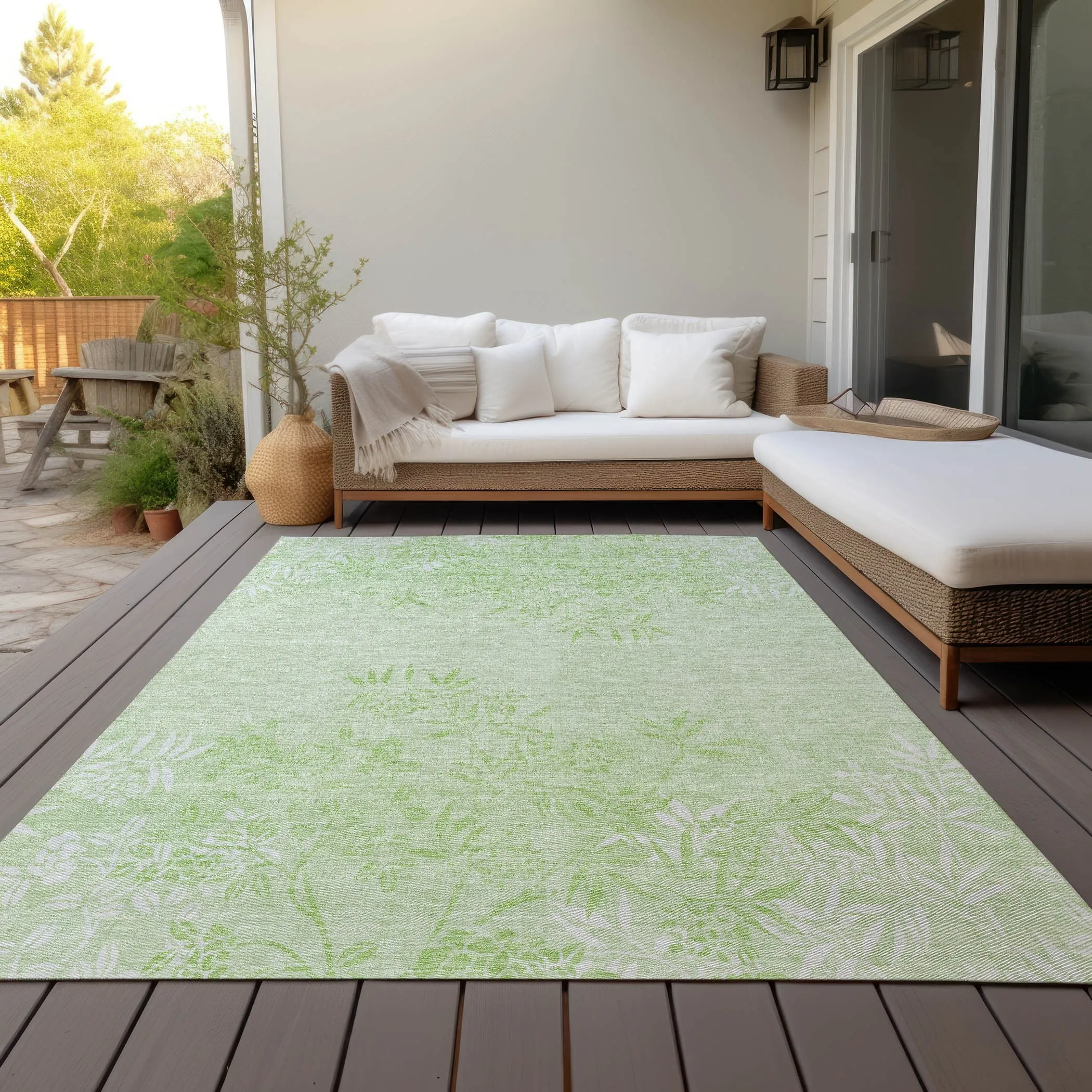 Machine Washable Indoor/ Outdoor Chantille Modern Garden Rug