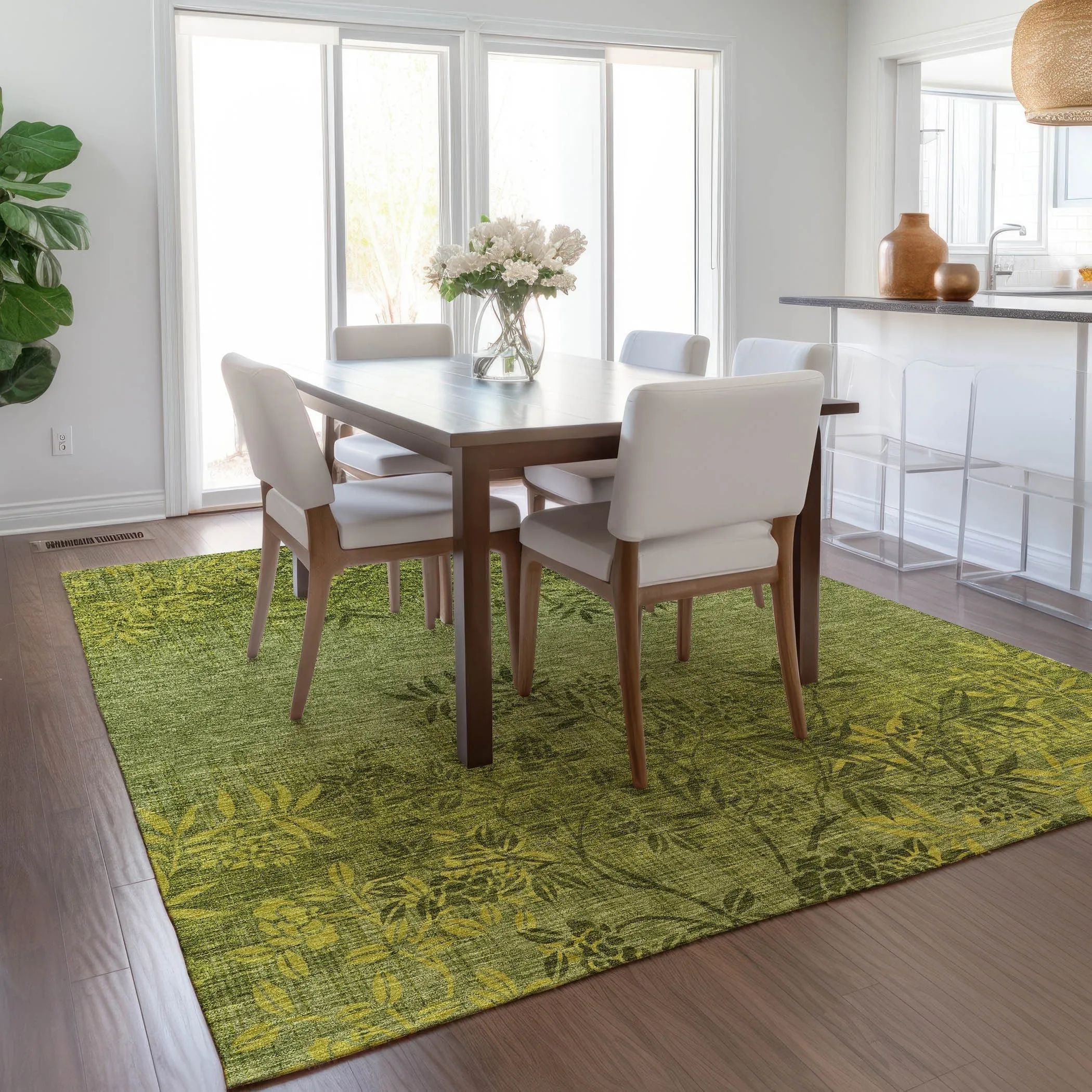 Machine Washable Indoor/ Outdoor Chantille Modern Garden Rug