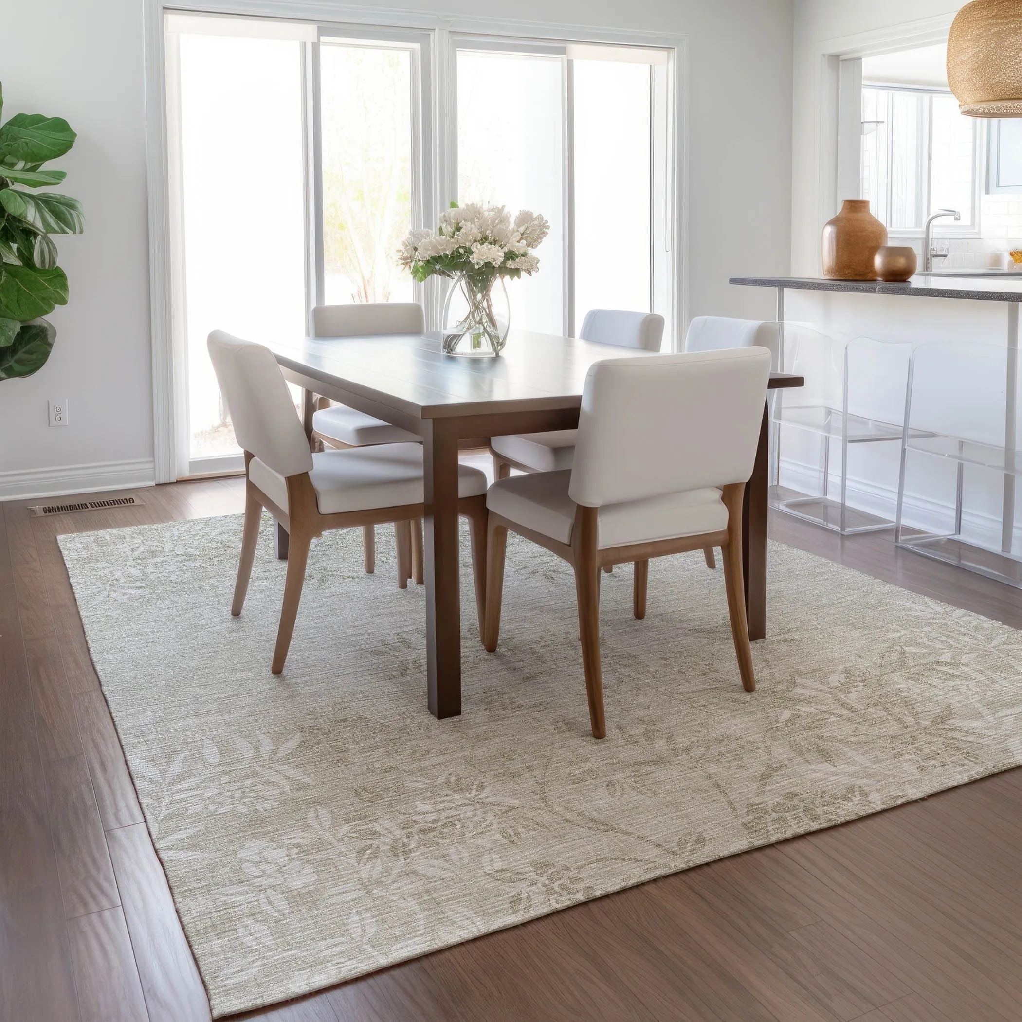 Machine Washable Indoor/ Outdoor Chantille Modern Garden Rug