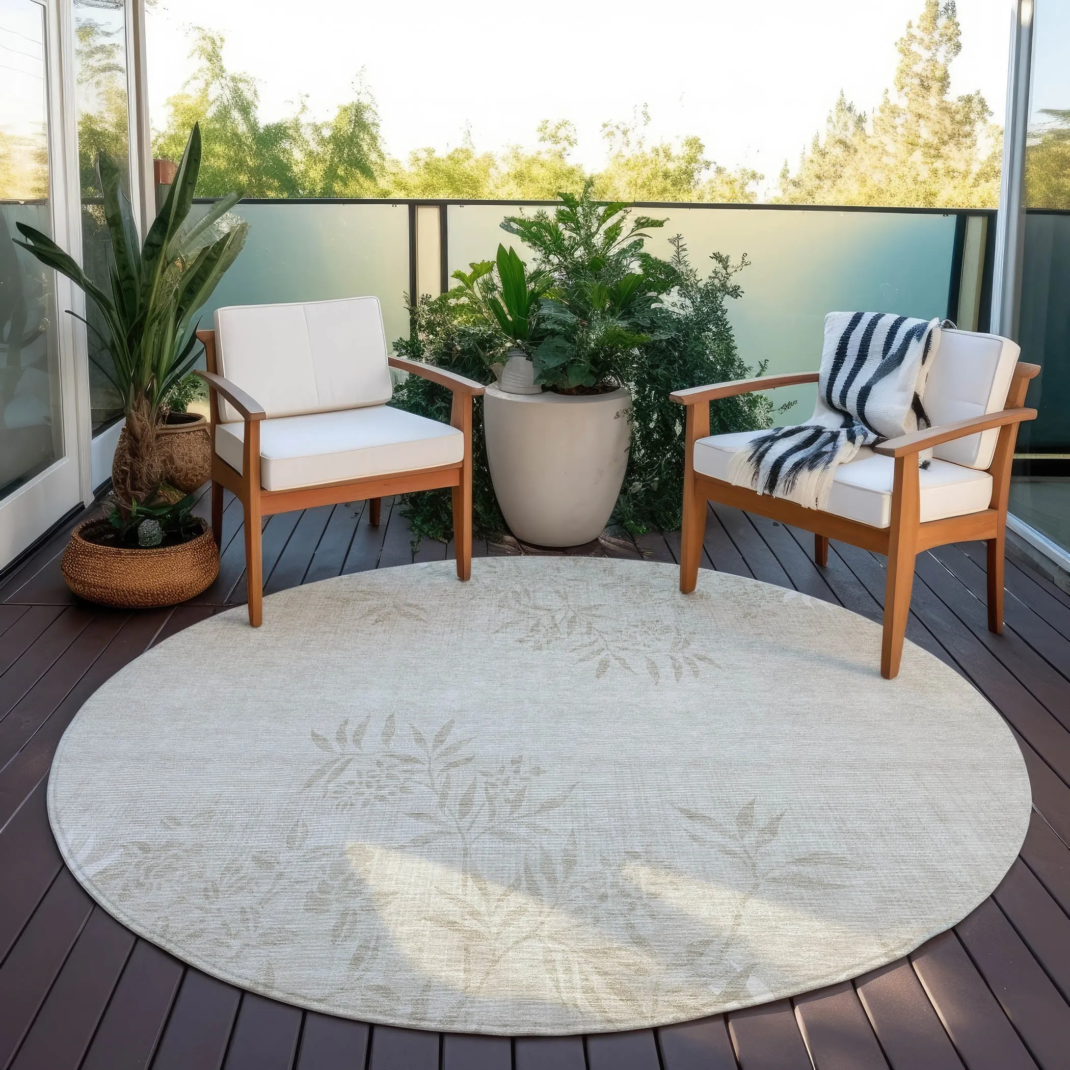 Machine Washable Indoor/ Outdoor Chantille Modern Garden Rug