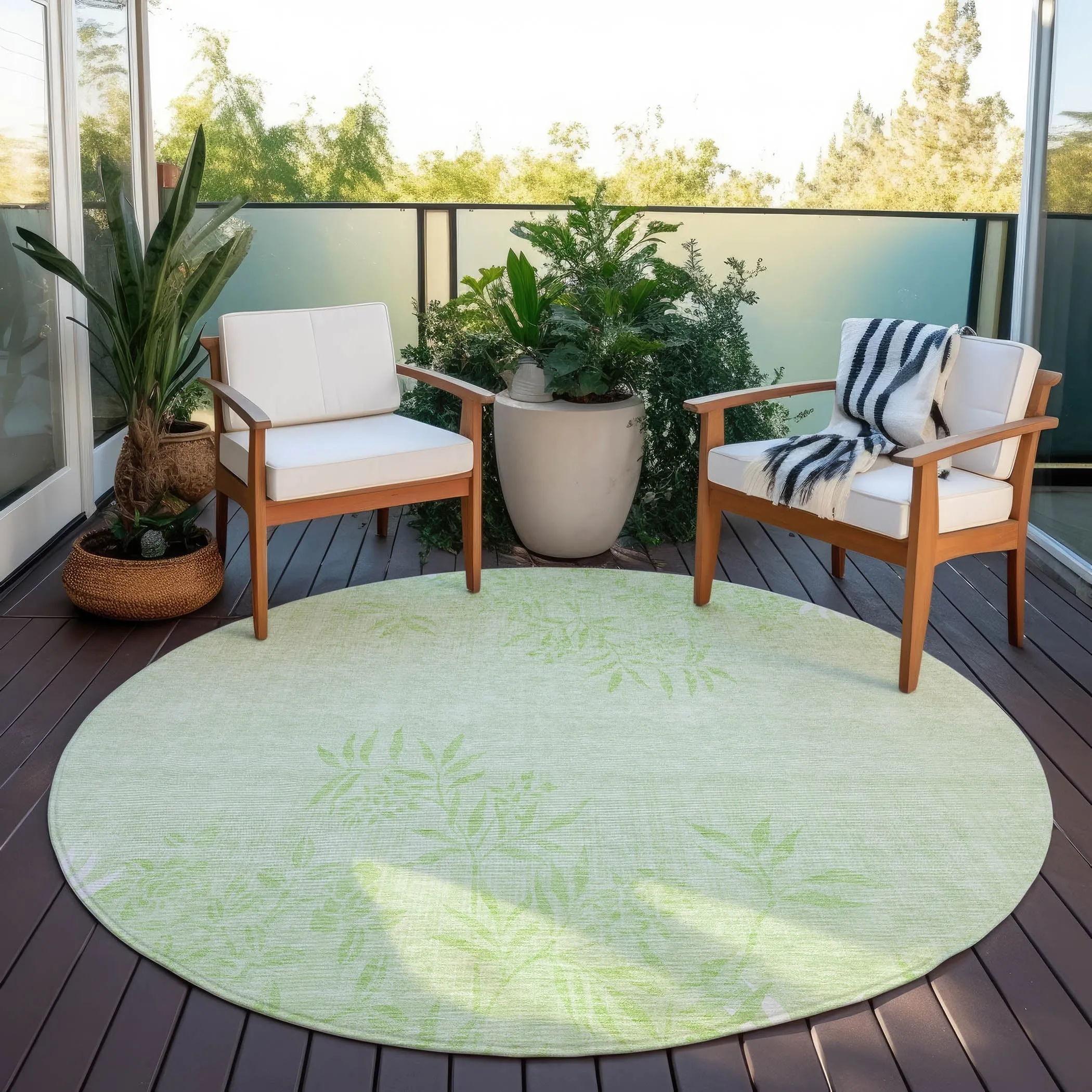 Machine Washable Indoor/ Outdoor Chantille Modern Garden Rug