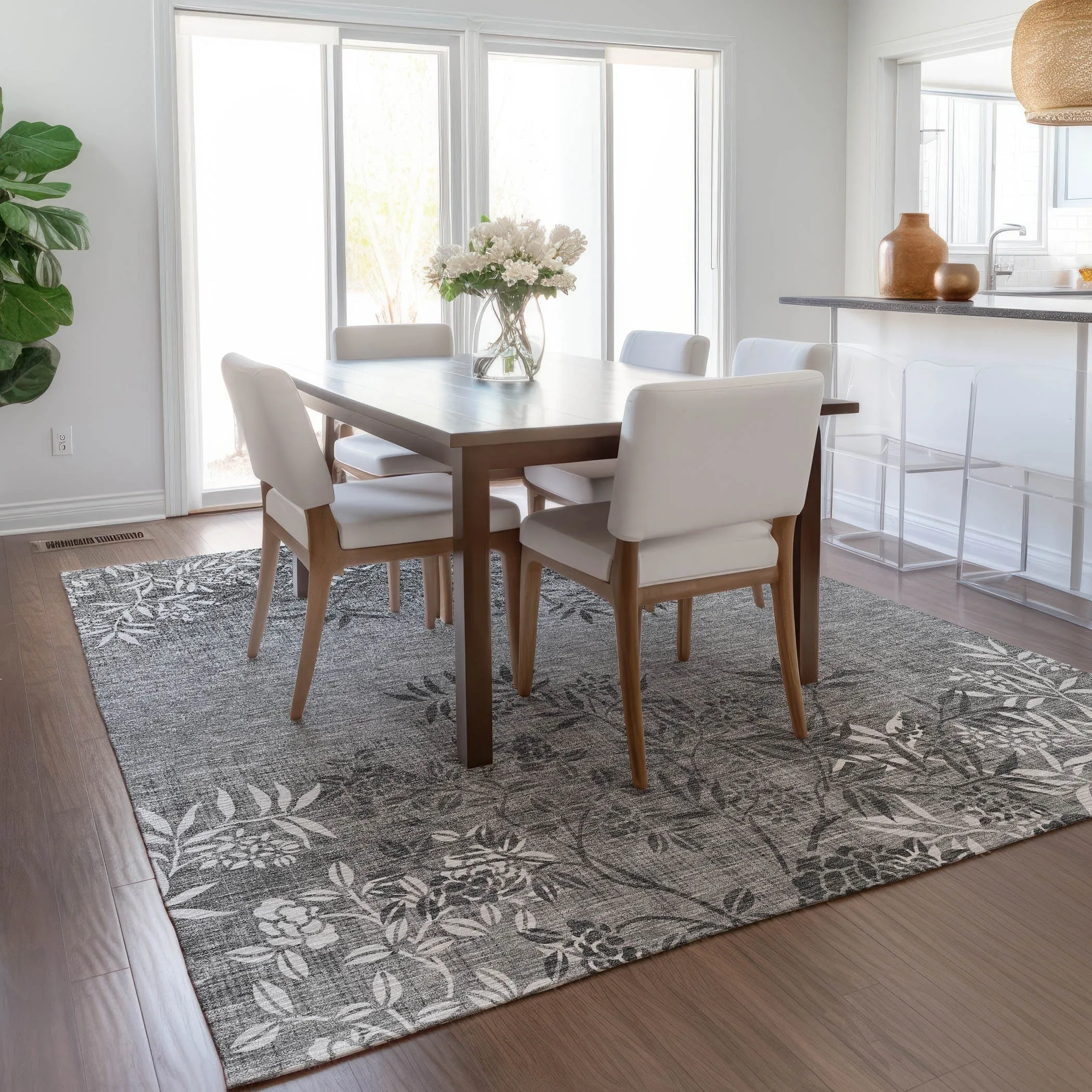 Machine Washable Indoor/ Outdoor Chantille Modern Garden Rug
