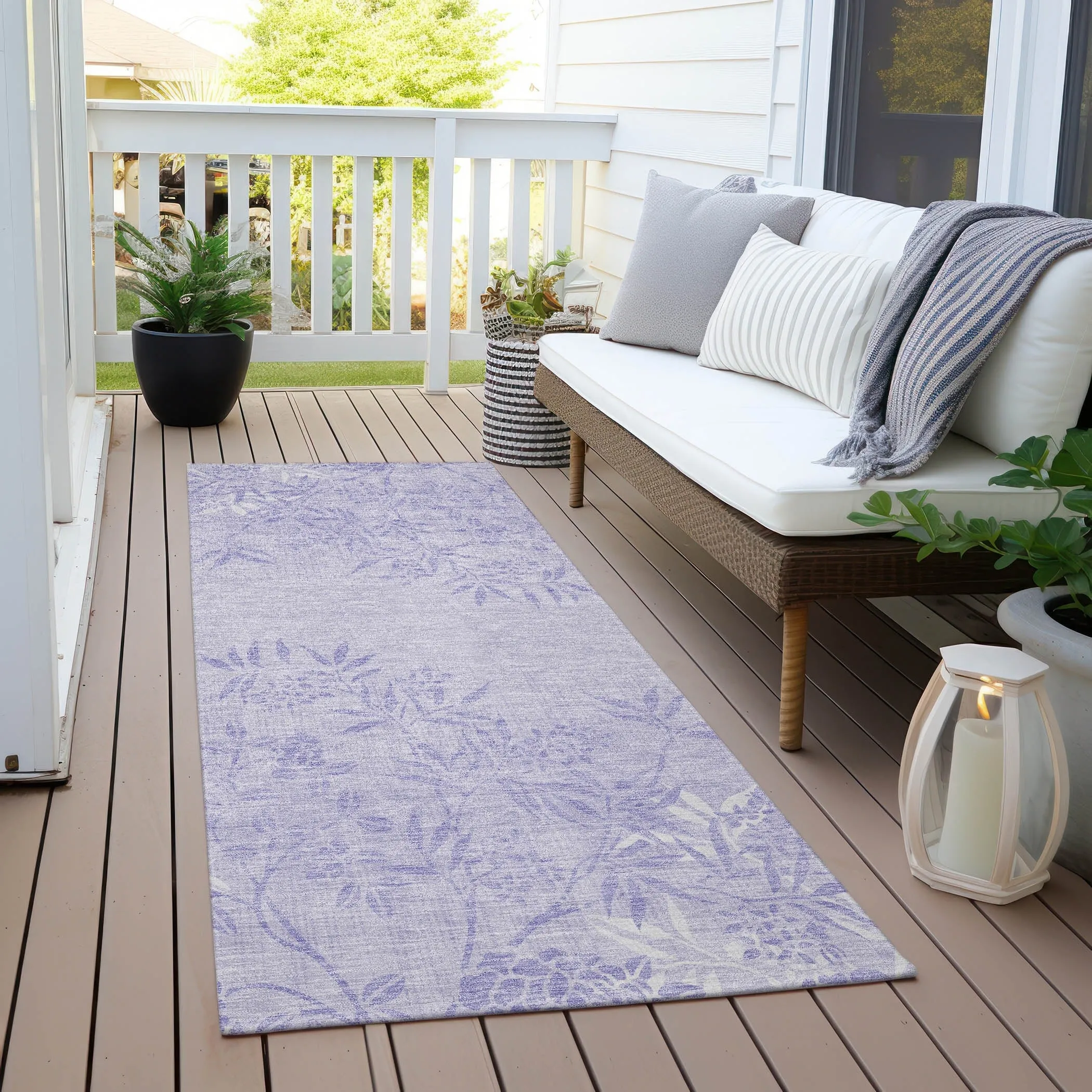 Machine Washable Indoor/ Outdoor Chantille Modern Garden Rug