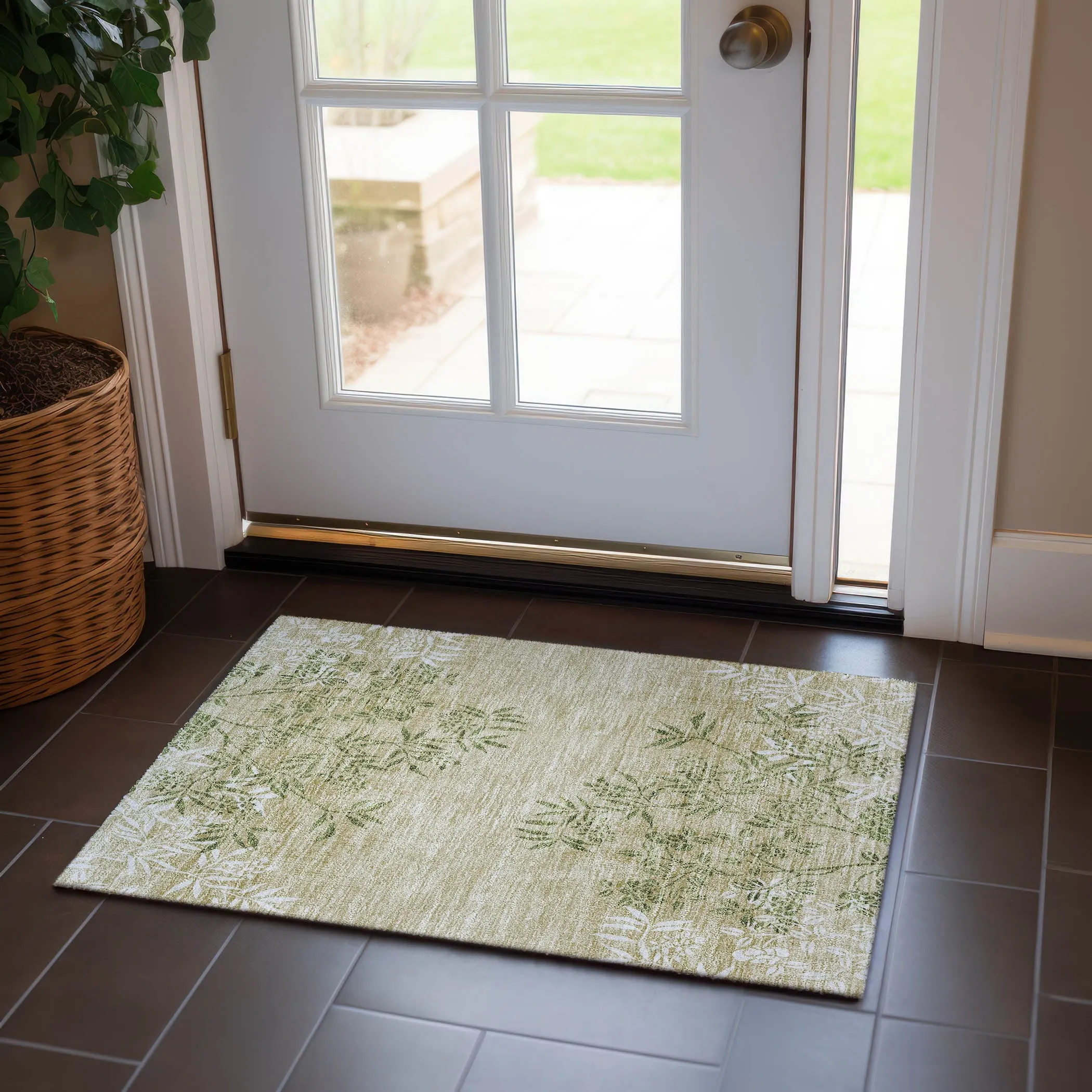 Machine Washable Indoor/ Outdoor Chantille Modern Garden Rug