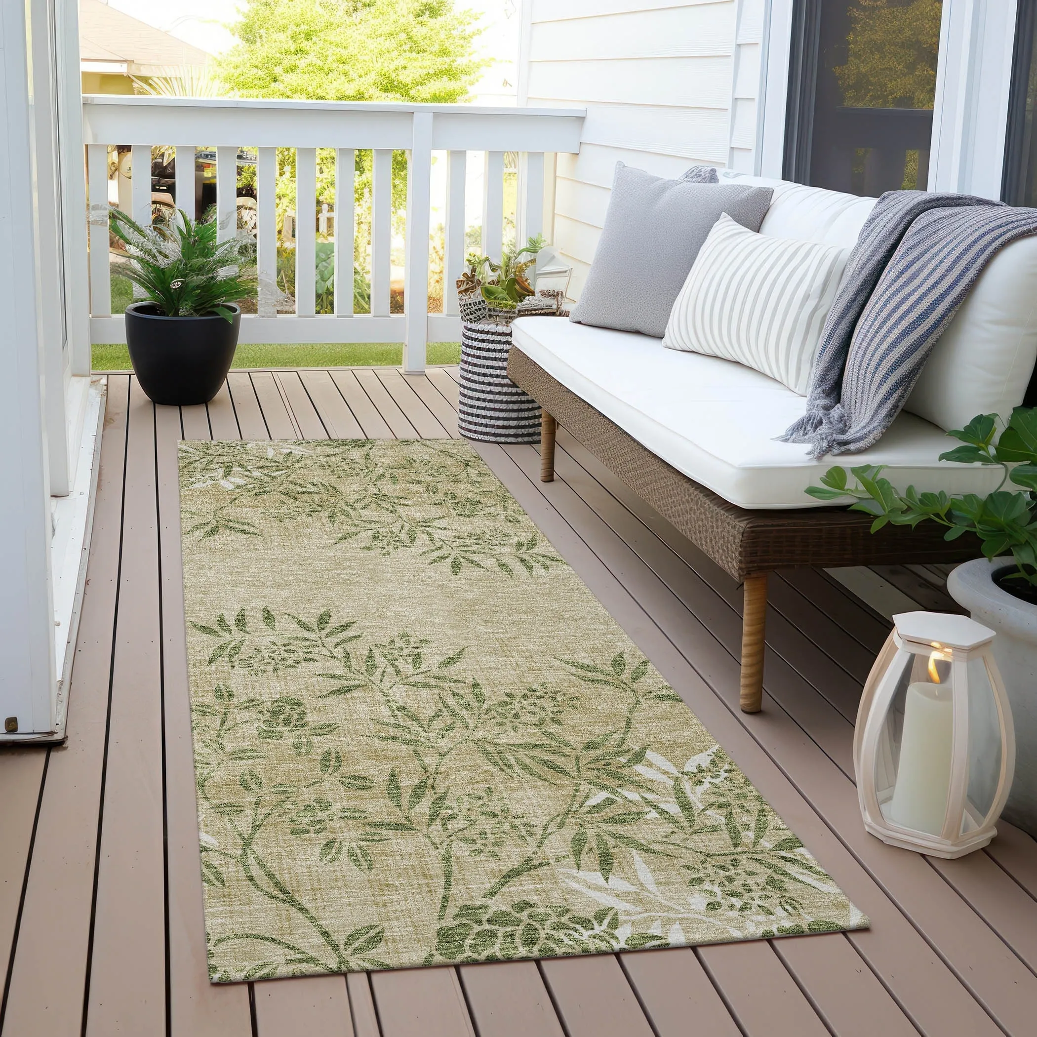 Machine Washable Indoor/ Outdoor Chantille Modern Garden Rug